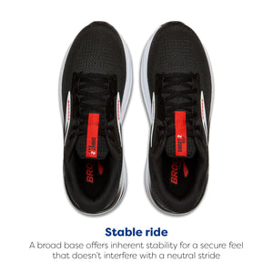 Brooks Men’s Ghost Max 2 Neutral Running & Walking Shoe - Black/White/Fiery Red - 9.5 Medium