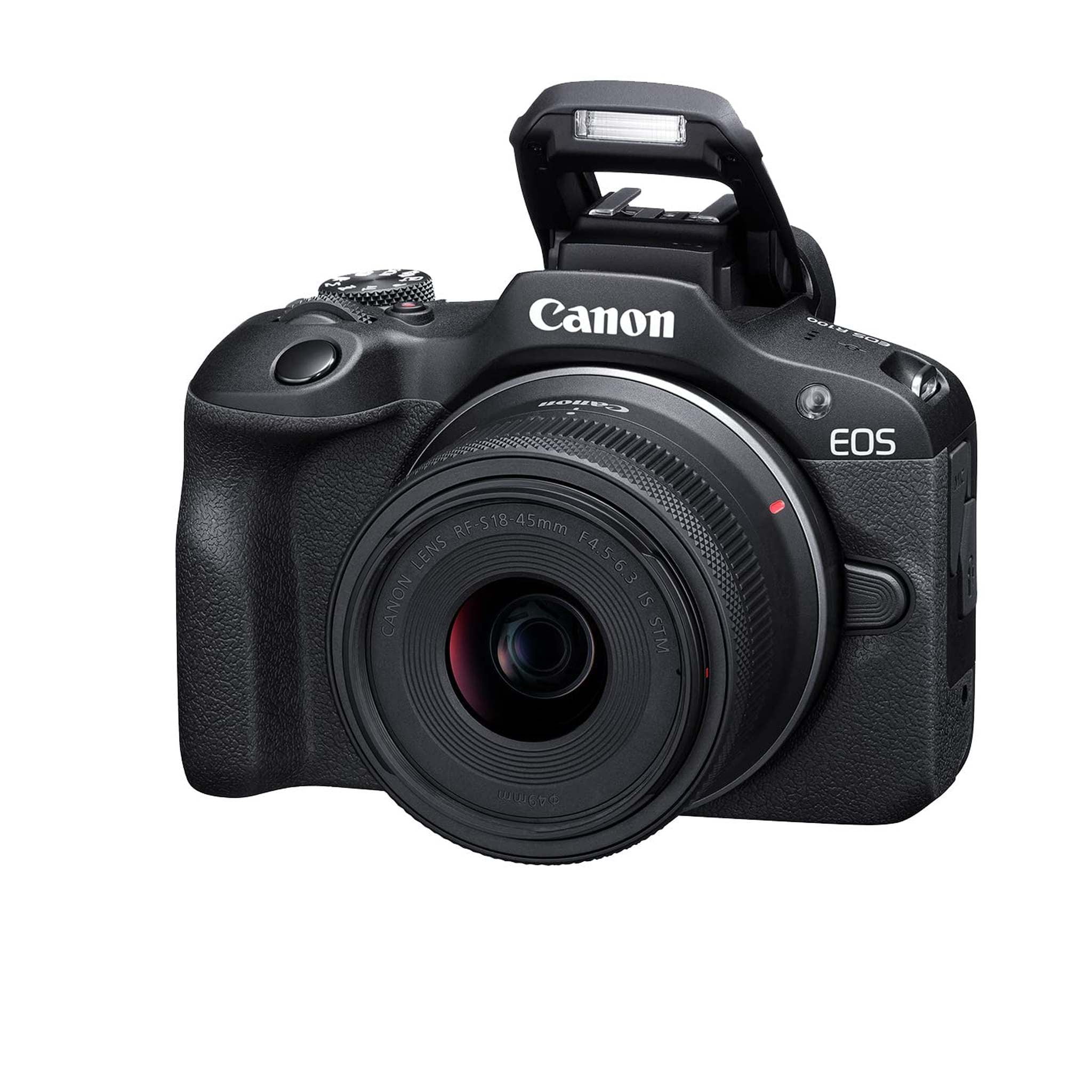 Canon EOS R100 RF-S18-45mm F4.5-6.3 is STM & RF-S55-210mm F5-7.1 is STM Lens Kit, Mirrorless Camera, RF Mount, 24.1 MP, Continuous Shooting, Full HD Video, 4K, Lightweight, Wi-Fi, Content Creation