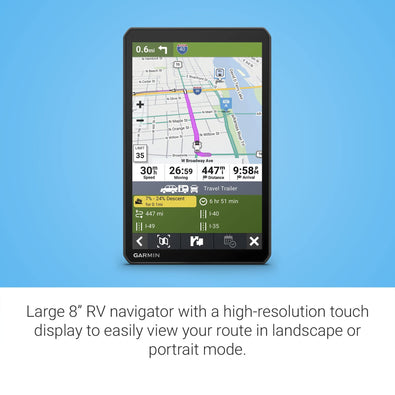Garmin RV 895, Large, Easy-to-Read 8” GPS RV Navigator, Custom RV Routing, High-Resolution Birdseye Satellite Imagery, Directory of RV Parks and Services, Landscape or Portrait View Display