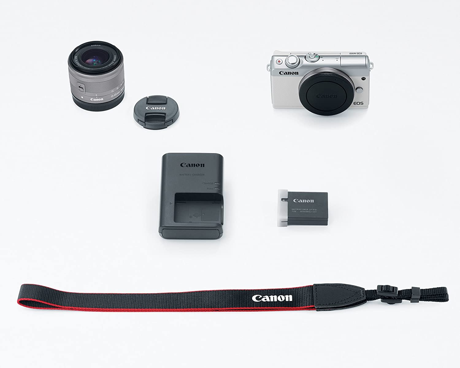 Canon EOS M100 Mirrorless Digital Camera - White with 15-45mm Lens International Model