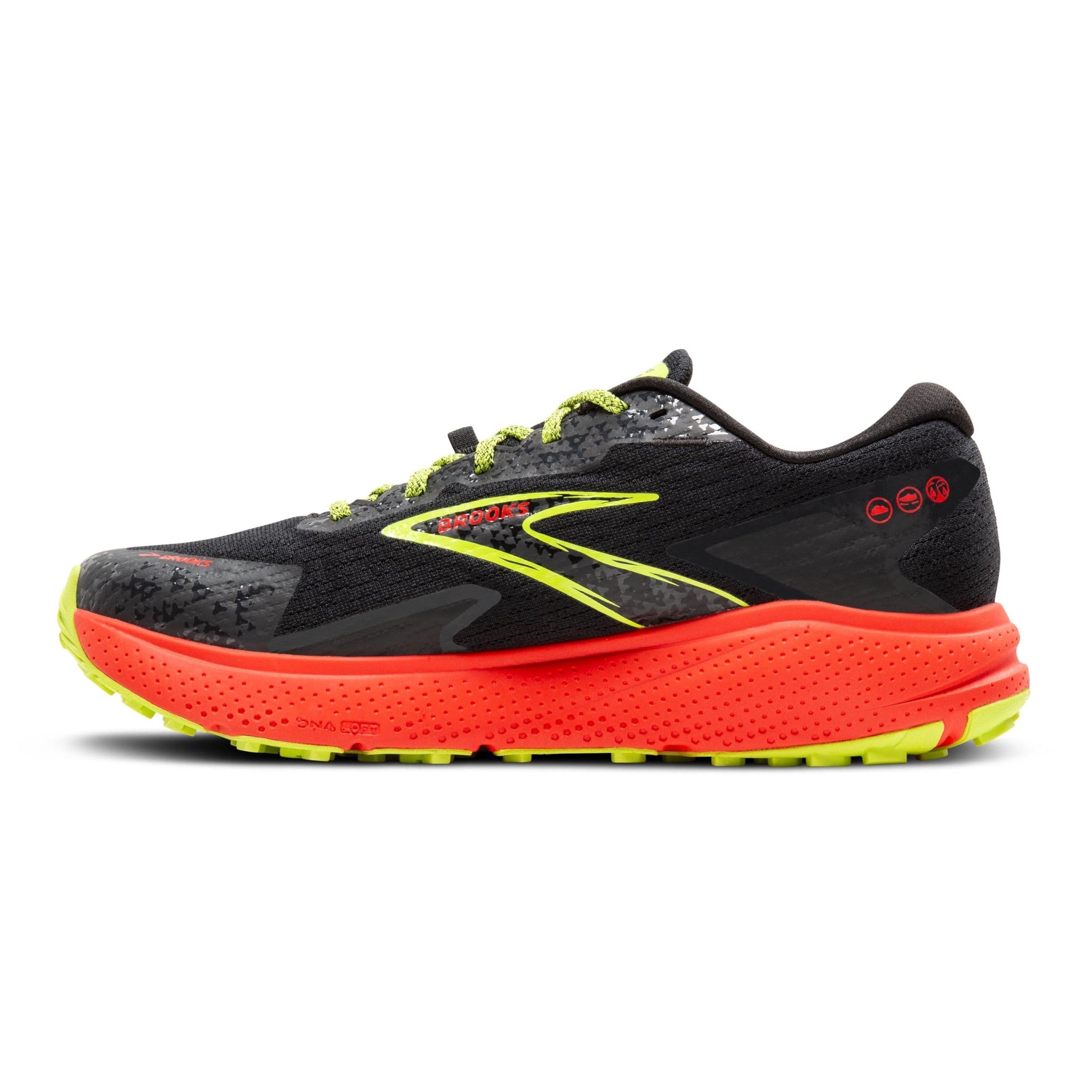 Brooks Men’s Divide 5 GTX Waterproof Trail Running Shoe - Black/Cherry/Lime - 9 Medium
