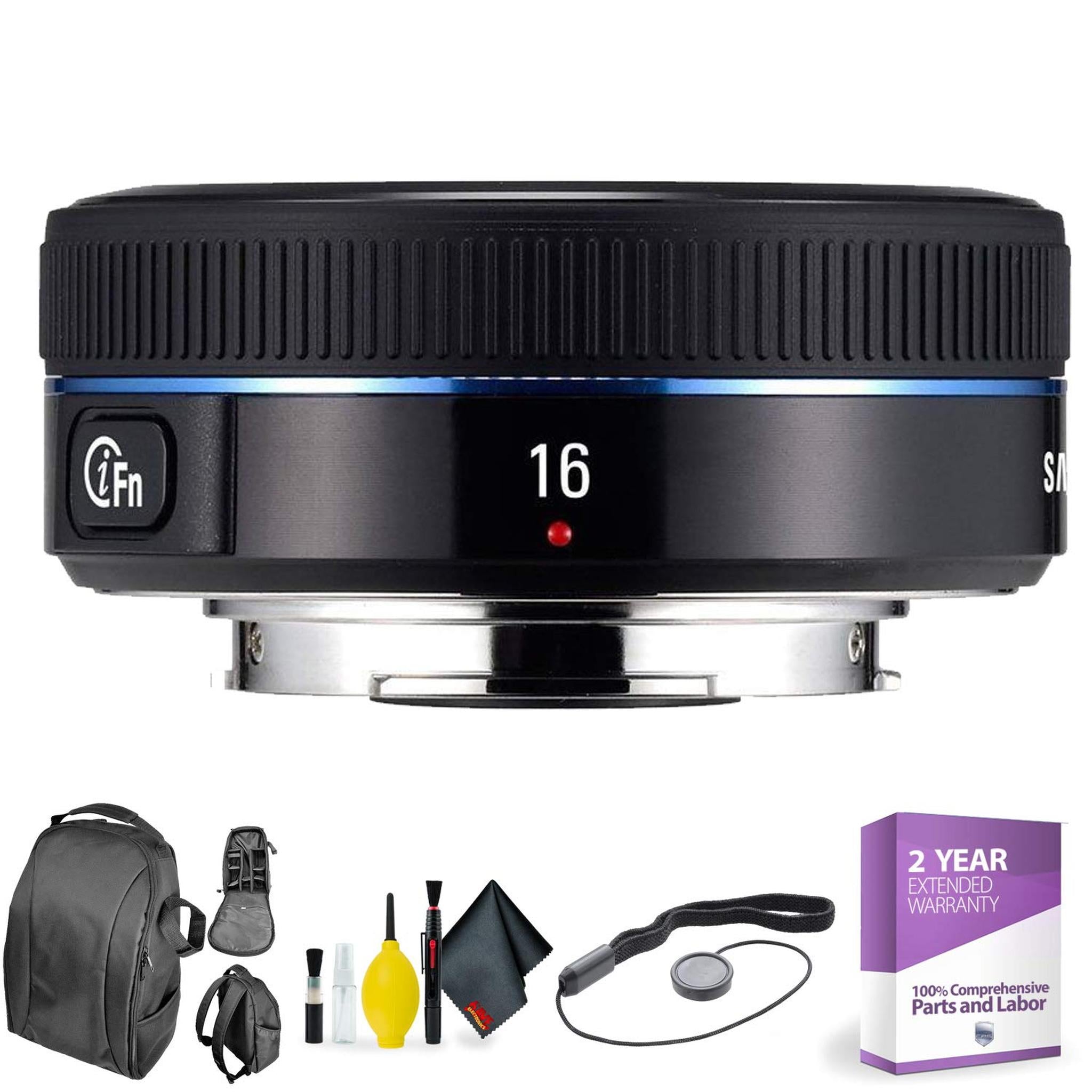 SAMSUNG 16mm f/2.4 Black + Deluxe Lens Cleaning Kit Bundle