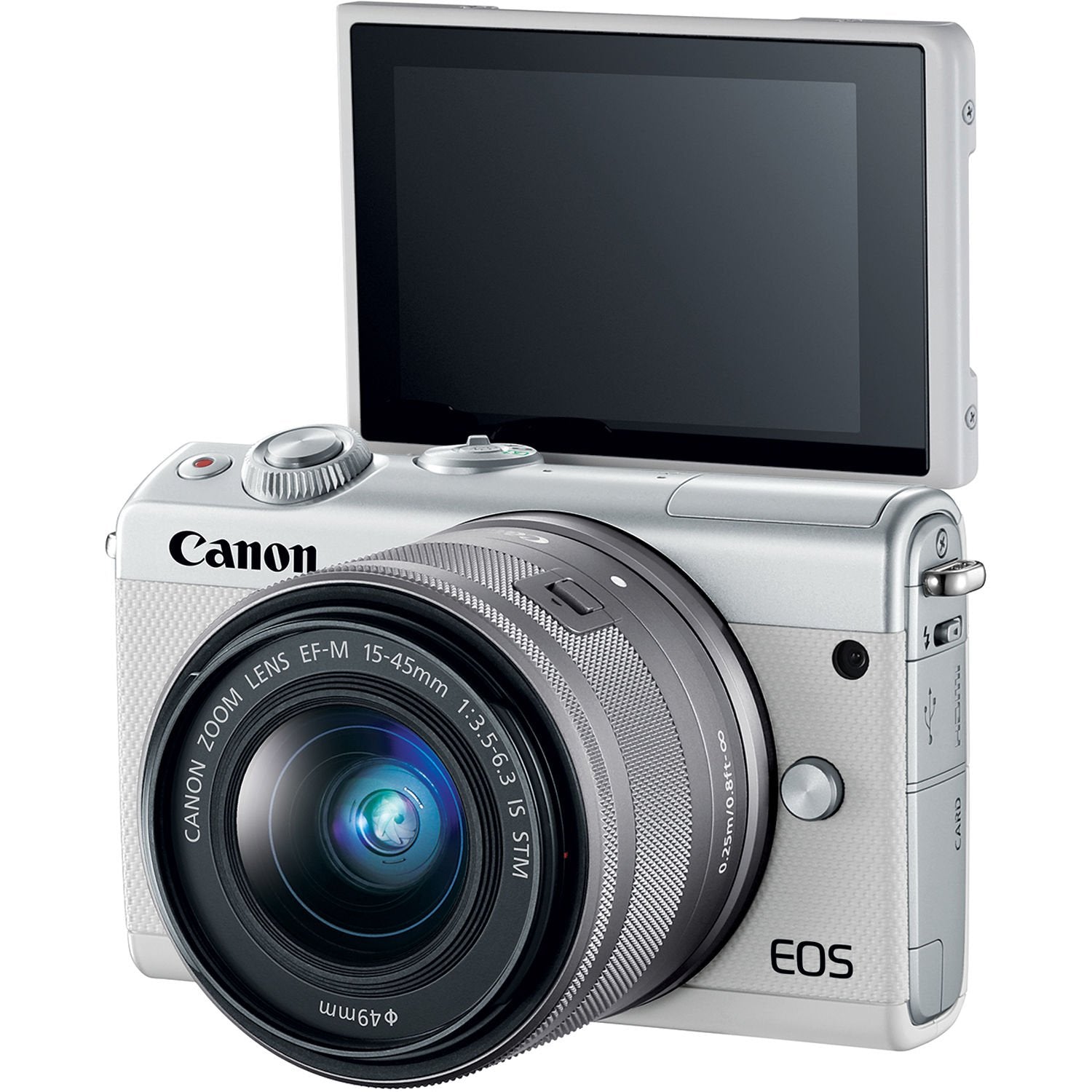 Canon EOS M100 Mirrorless Digital Camera White with 15-45mm Lens On the go Bundle