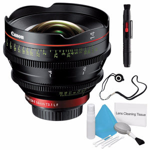 Canon CN-E 14mm T3.1 L F Cinema Prime Lens EF Mount International Model + Deluxe Cleaning Kit + Lens Cap Keeper