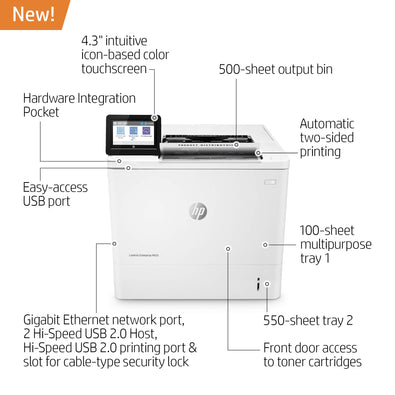 HP LaserJet Enterprise M612dn Monochrome Printer with built-in Ethernet & 2-sided printing (7PS86A)
