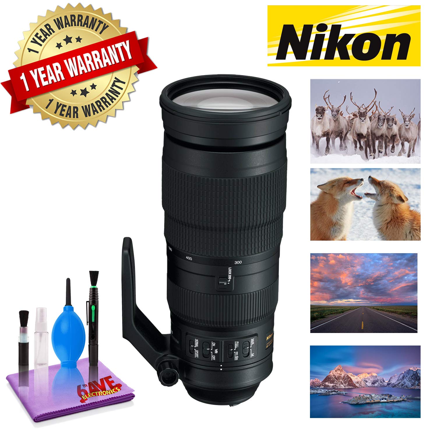 Nikon AF-S NIKKOR 200-500mm f/5.6E ED VR Lens with 1 Year Warranty