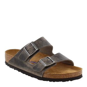 Birkenstock Womens Shoes Men's Arizona Soft Footbed Sandals, Iron, Grey, 8 Medium US
