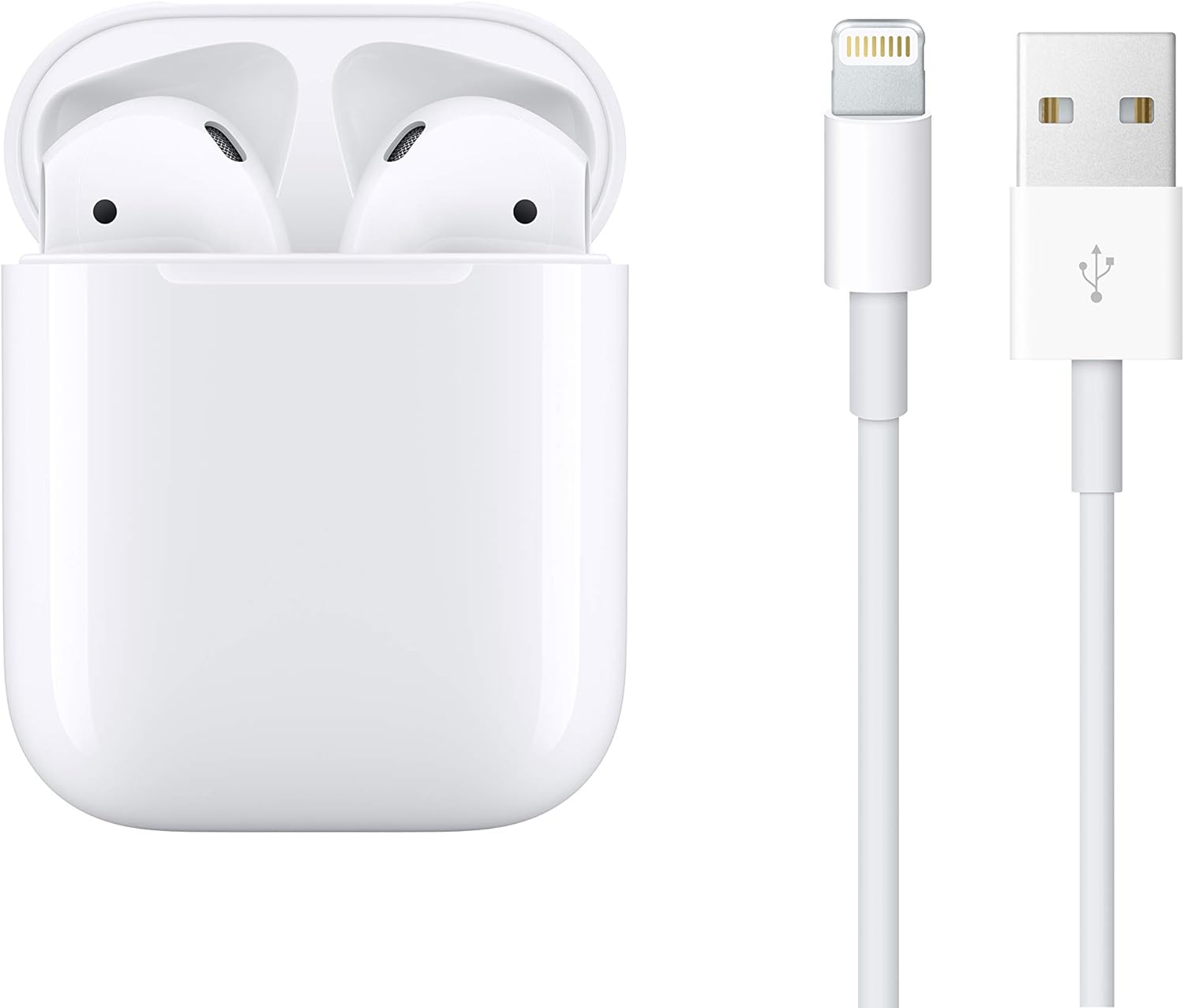 Apple AirPods with Charging Case (2nd Generation) (MV7N2AM/A) - With Cleaning Cloth and USB Power Adapter (Renewed) - Reconditioned
