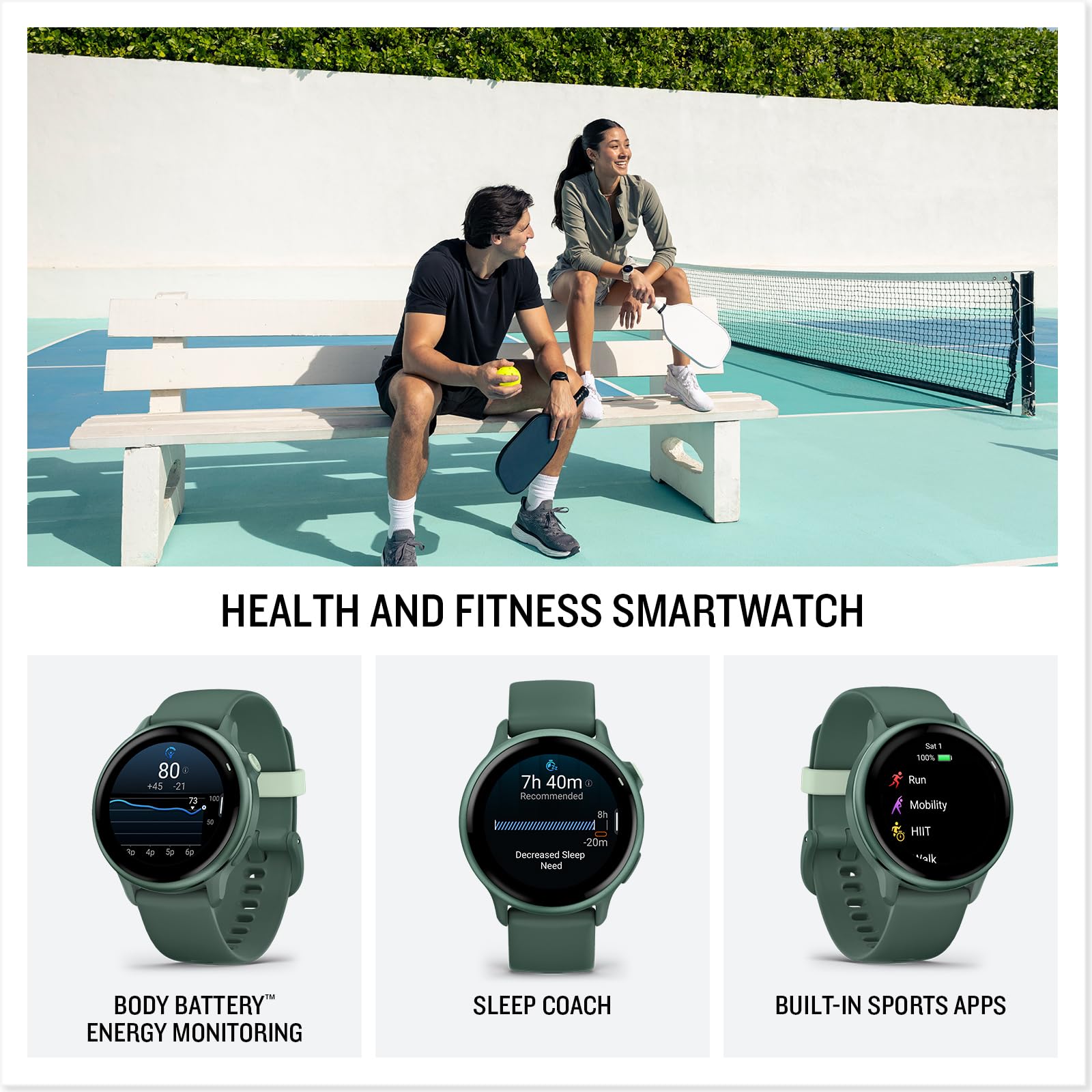 Garmin vívoactive® 6, Health and Fitness GPS Smartwatch, AMOLED Display, Up to 11 Days of Battery, Metallic Jasper Green with Jasper Green Band