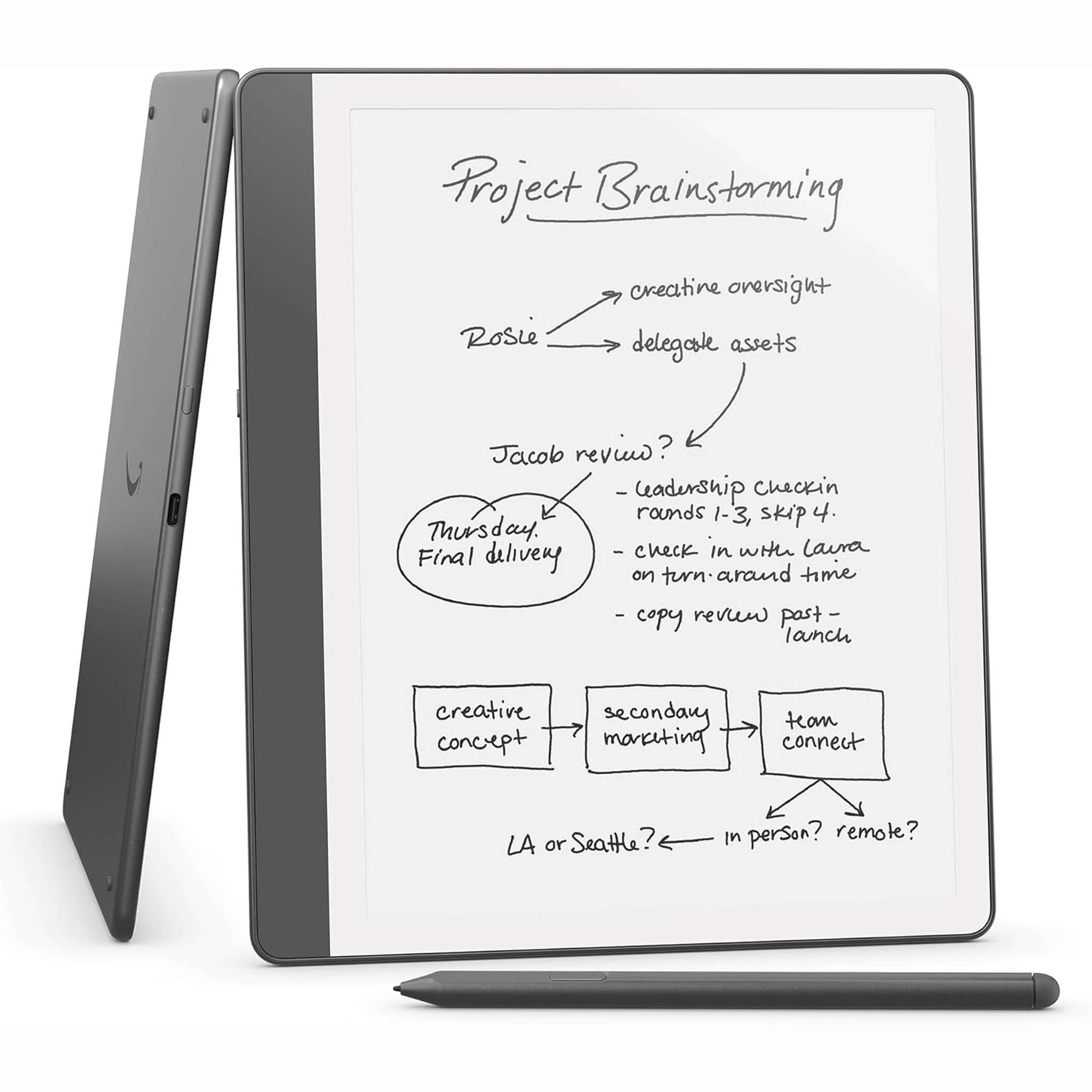 New Amazon Kindle Scribe 16GB - Redesigned display with uniform borders. Now write directly on books and documents. With built-in notebook summarization. Includes Premium Pen - Tungsten Amazon