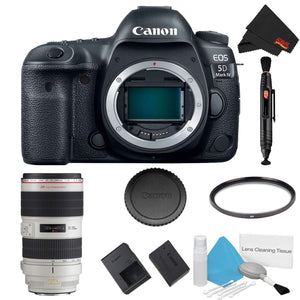 Canon EOS 5D Mark IV DSLR Camera Body Only Basic Filter Kit w/ 70-200mm 2.8L USM is II Lens - International Model