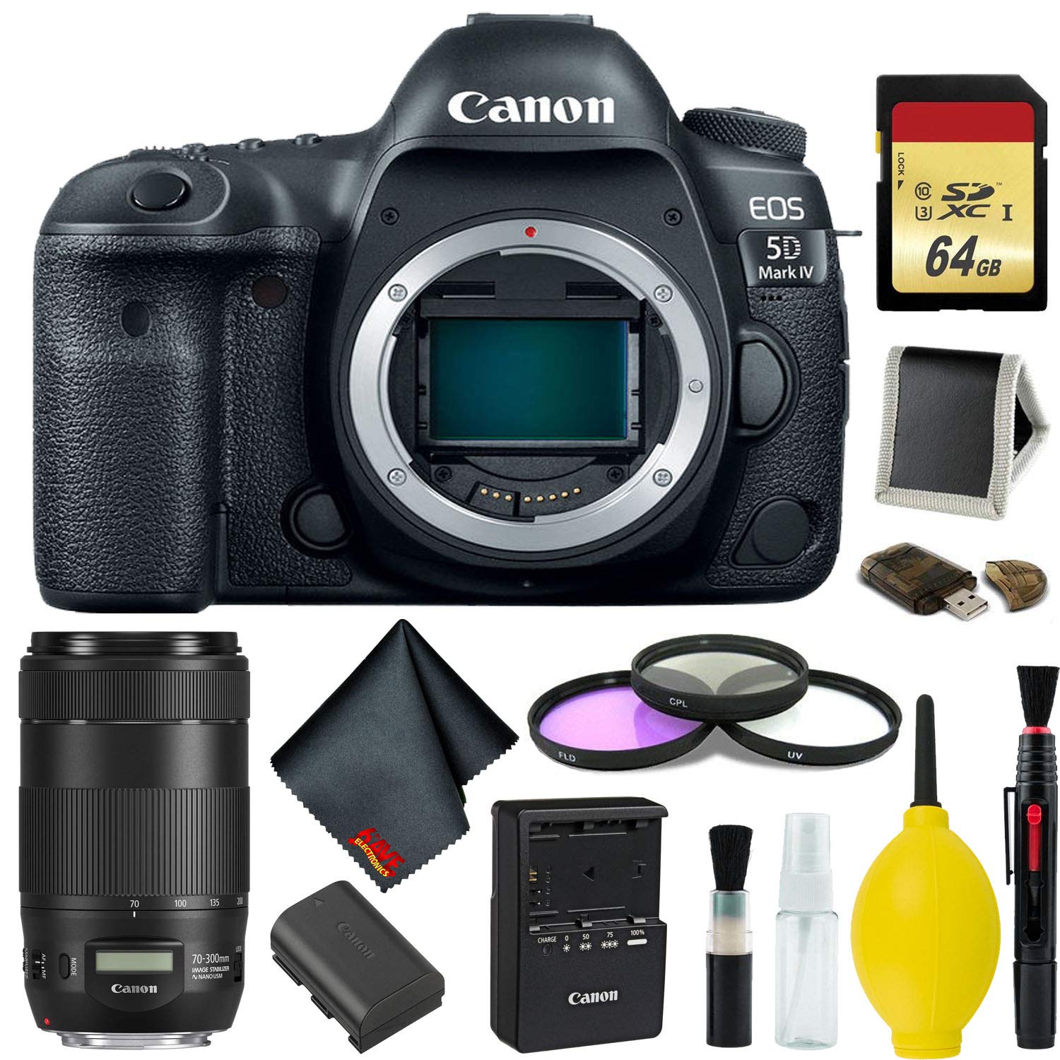 Canon EOS 5D Mark IV DSLR Camera Body Only Complete Kit (International Model) w/Canon EF 70-300mm f/4-5.6 is II USM Lens