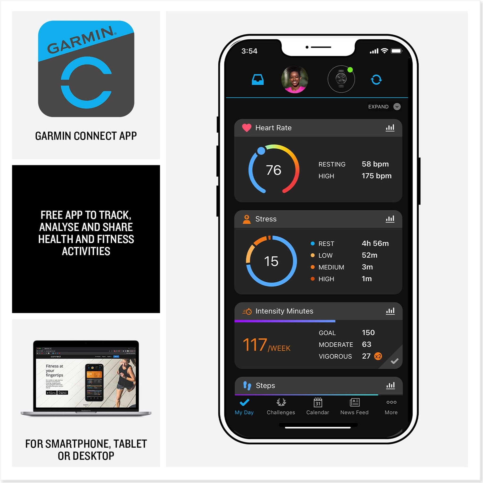Garmin vívoactive 5, Health and Fitness GPS Smartwatch Navy Garmin