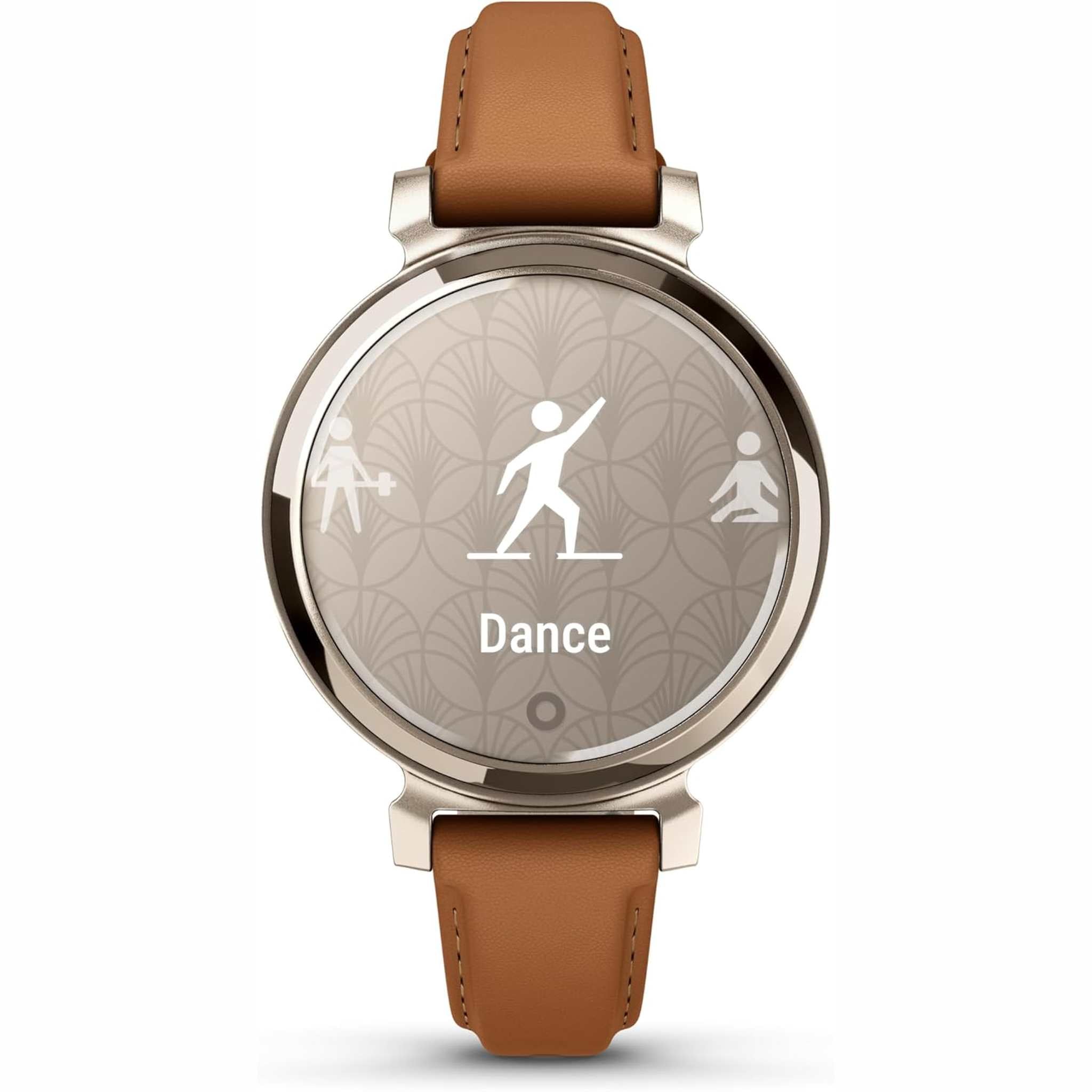 Garmin Lily 2, Small and Stylish Smartwatch, Hidden Display, Patterned Lens, Up to 5 Days Battery Life, Tan