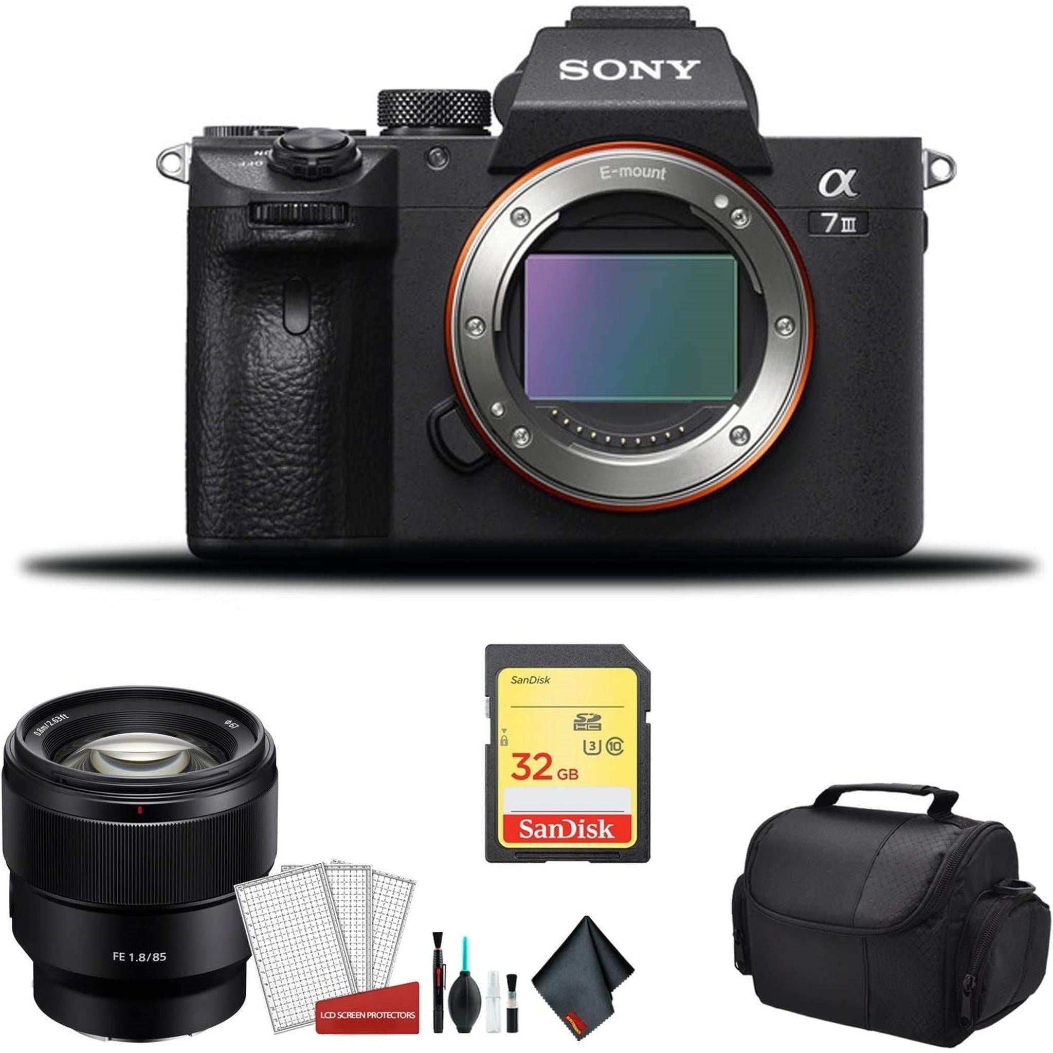Sony Alpha a7 III Full Frame Mirrorless Digital Camera Body Only ILCE7M3/B - Bundle Kit with Sony FE 85mm f/1.8 Lens + - Used Sony