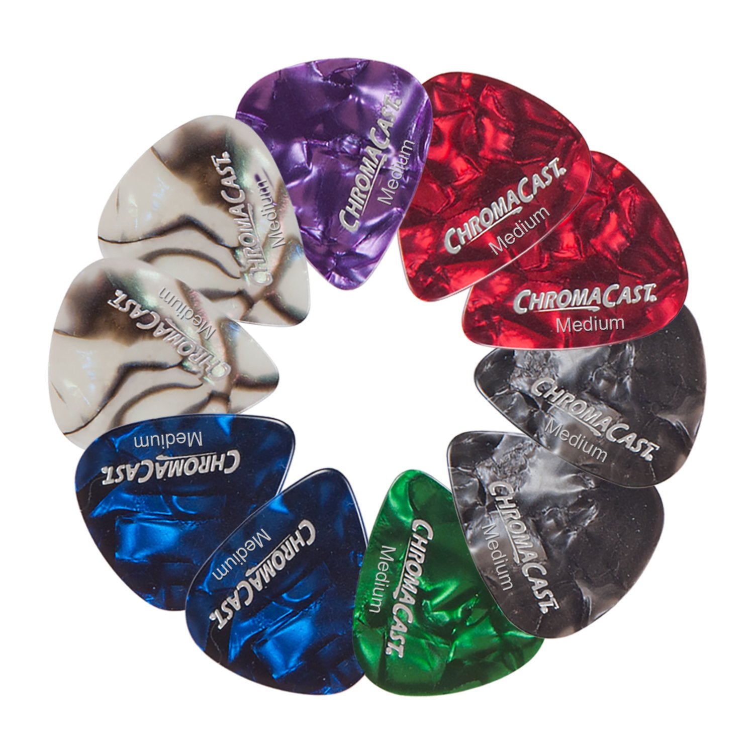 ChromaCast Pearl Celluloid Guitar Pick 10 Pack, Medium Gauge .73mm