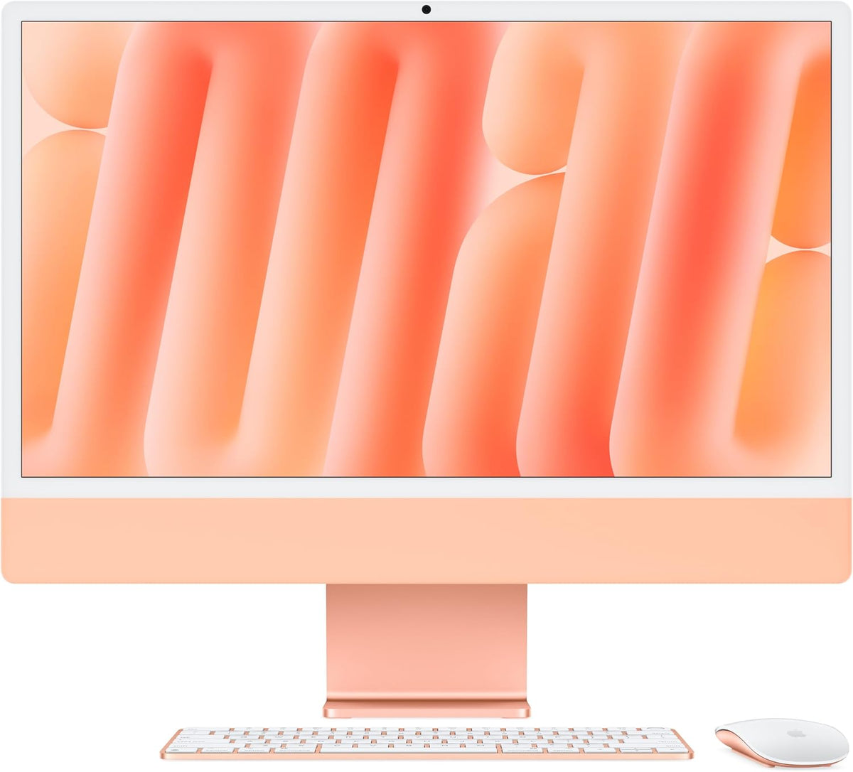 Apple 2024 iMac All-in-One Desktop Computer with M4 chip with 10-core CPU and 10-core GPU: Built for Apple Intelligence, 24-inch Retina Display, 16GB Unified Memory, 256GB SSD Storage; Orange - Reconditioned