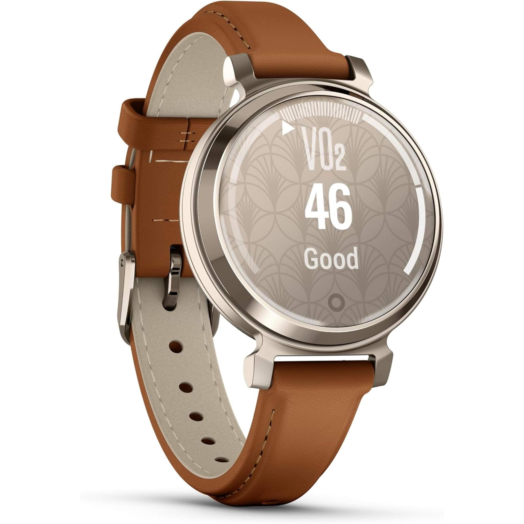 Garmin Lily 2, Small and Stylish Smartwatch, Hidden Display, Patterned Lens, Up to 5 Days Battery Life, Tan