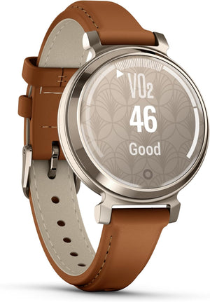 Garmin Lily 2, Small and Stylish Smartwatch, Hidden Display, Patterned Lens, Up to 5 Days Battery Life, Tan