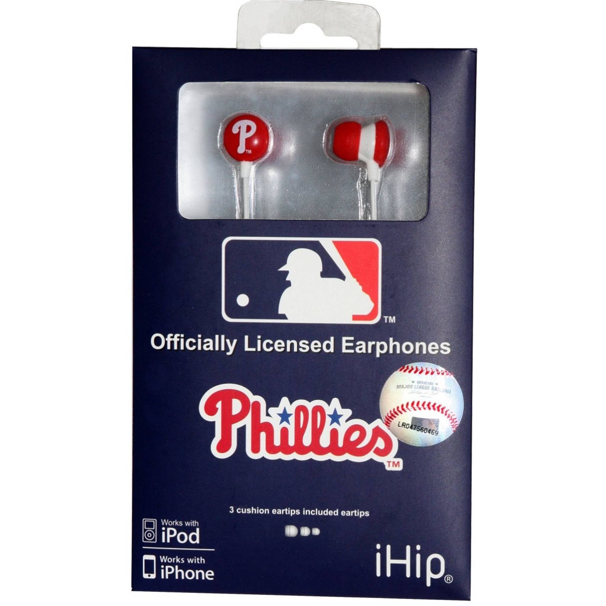 iHip MLF10169PHL MLB Philadelphia Phillies Printed Ear Buds, Blue/Red