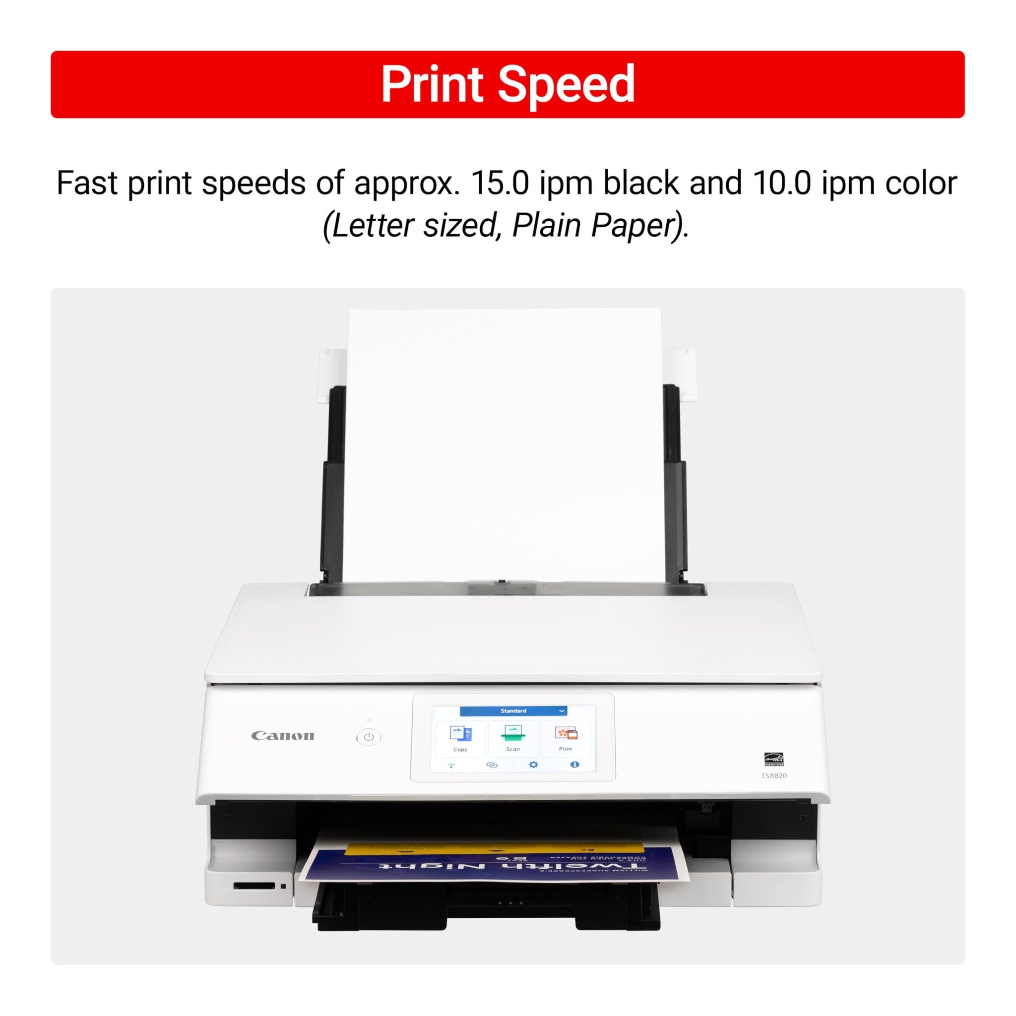 Canon PIXMA TS8820 Wireless Printer, Best for Home Photo Printing, Copy and Scan, White