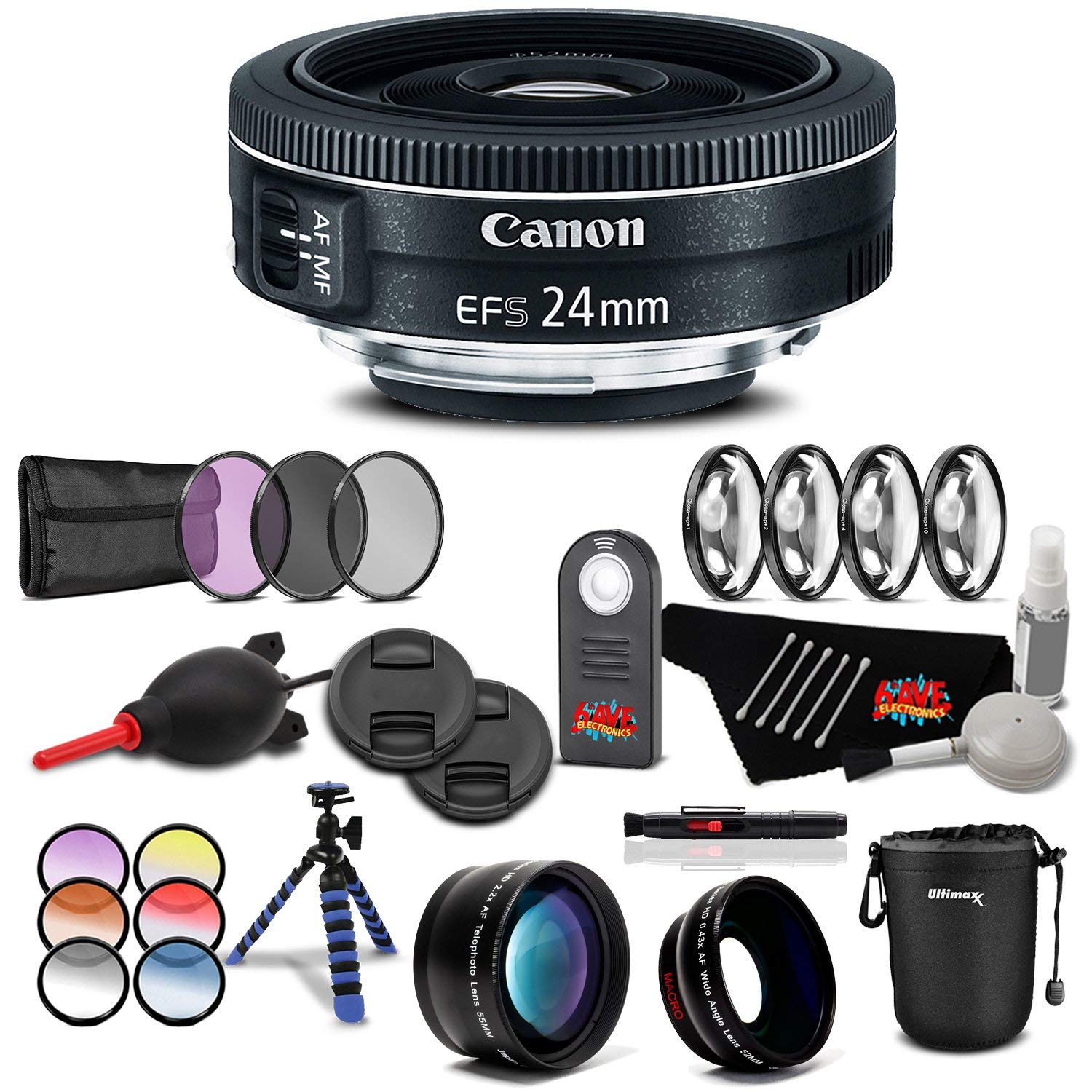 Canon EF-S 24mm f/2.8 STM Lens Professional Kit International Model Bundle