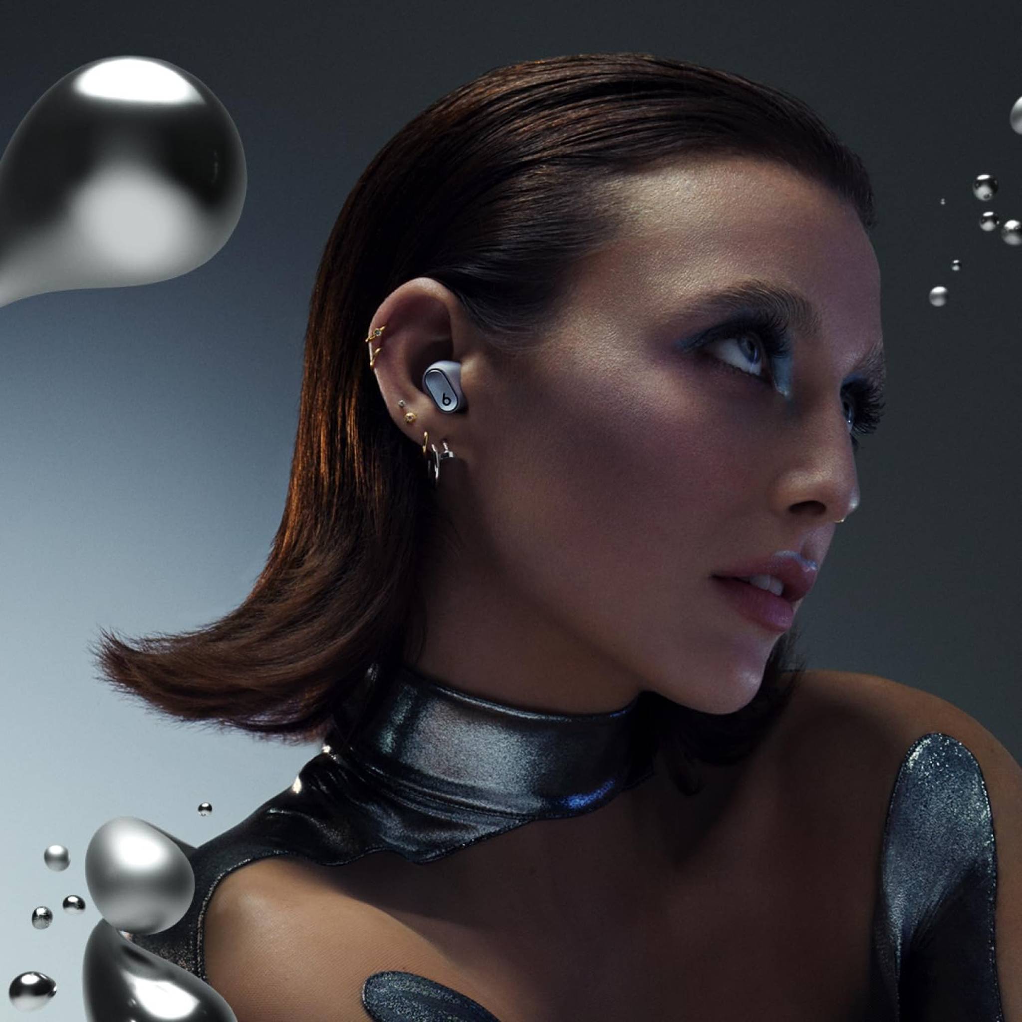 Beats Studio Buds + | True Wireless Noise Cancelling Earbuds, Enhanced Apple & Android Compatibility, Built-in Microphone, Sweat Resistant Bluetooth Headphones, Spatial Audio - Cosmic Silver Beats