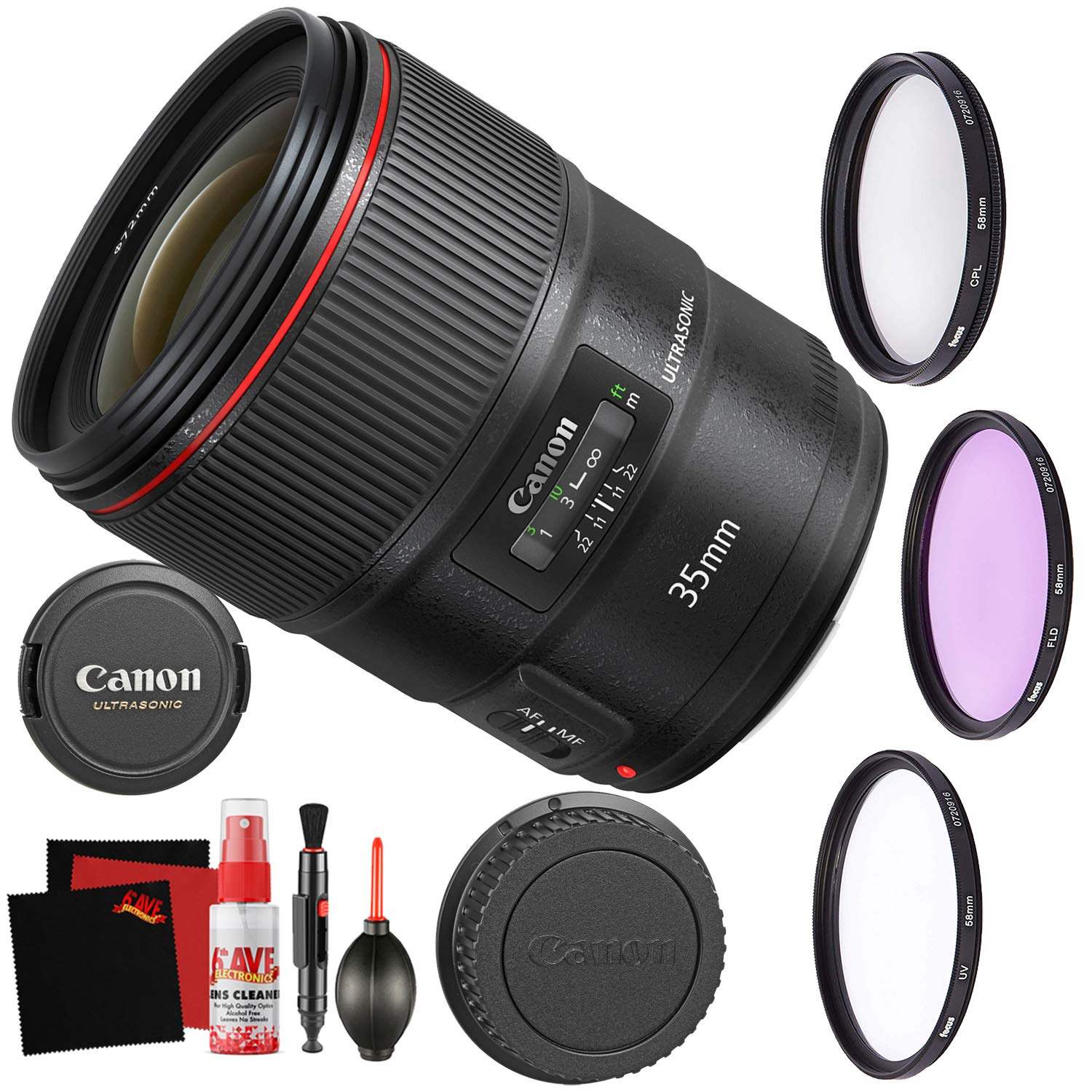 Canon EF 35mm f/1.4L II USM Lens Accessory Bundle International Model