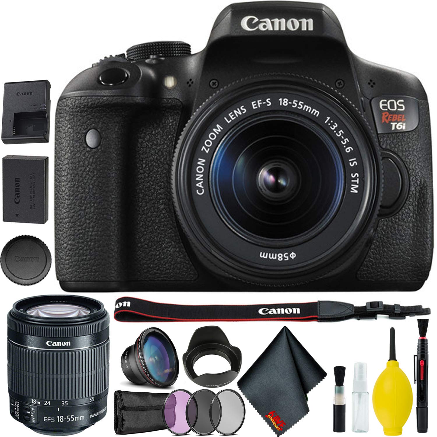 Canon EOS Rebel T6i DSLR Camera with 18-55mm Lens Basic Bundle