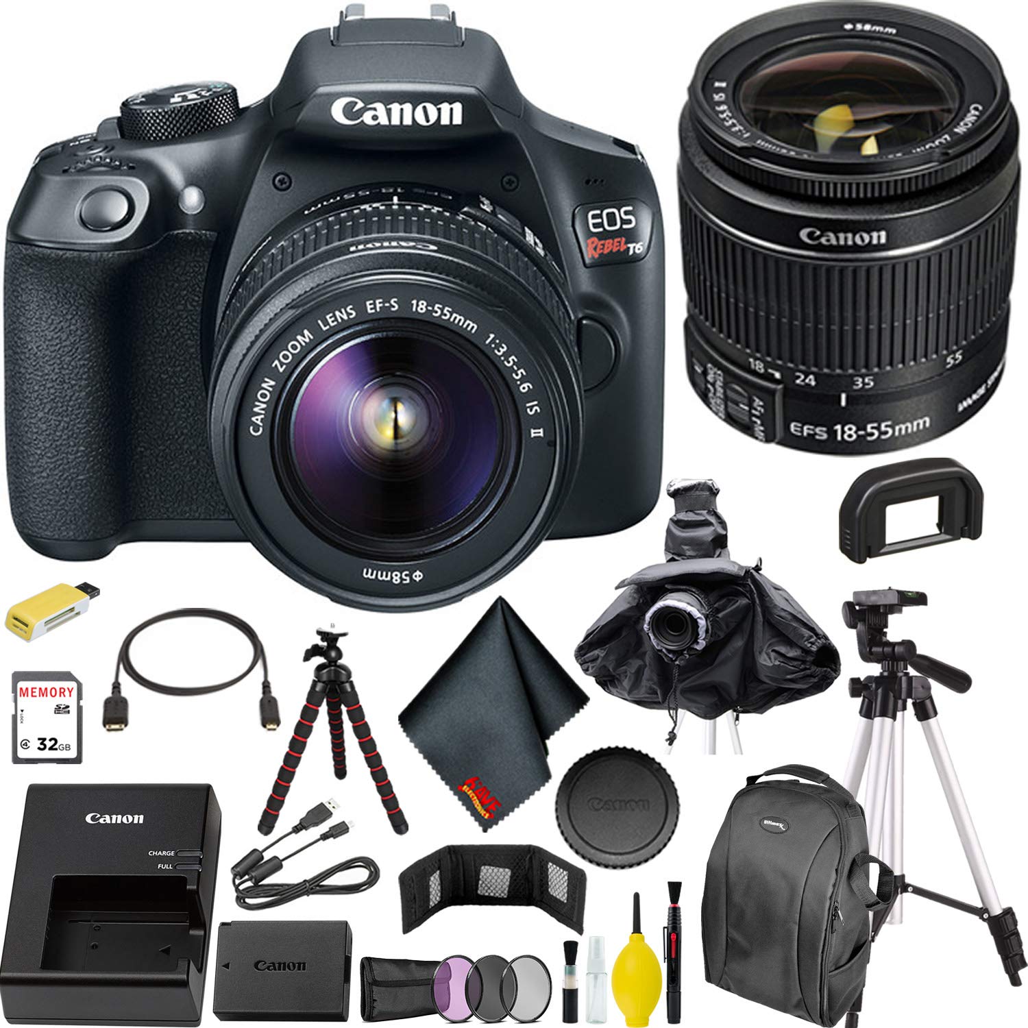 Canon EOS Rebel T6 DSLR Camera with 18-55mm Lens On-The-Go Kit