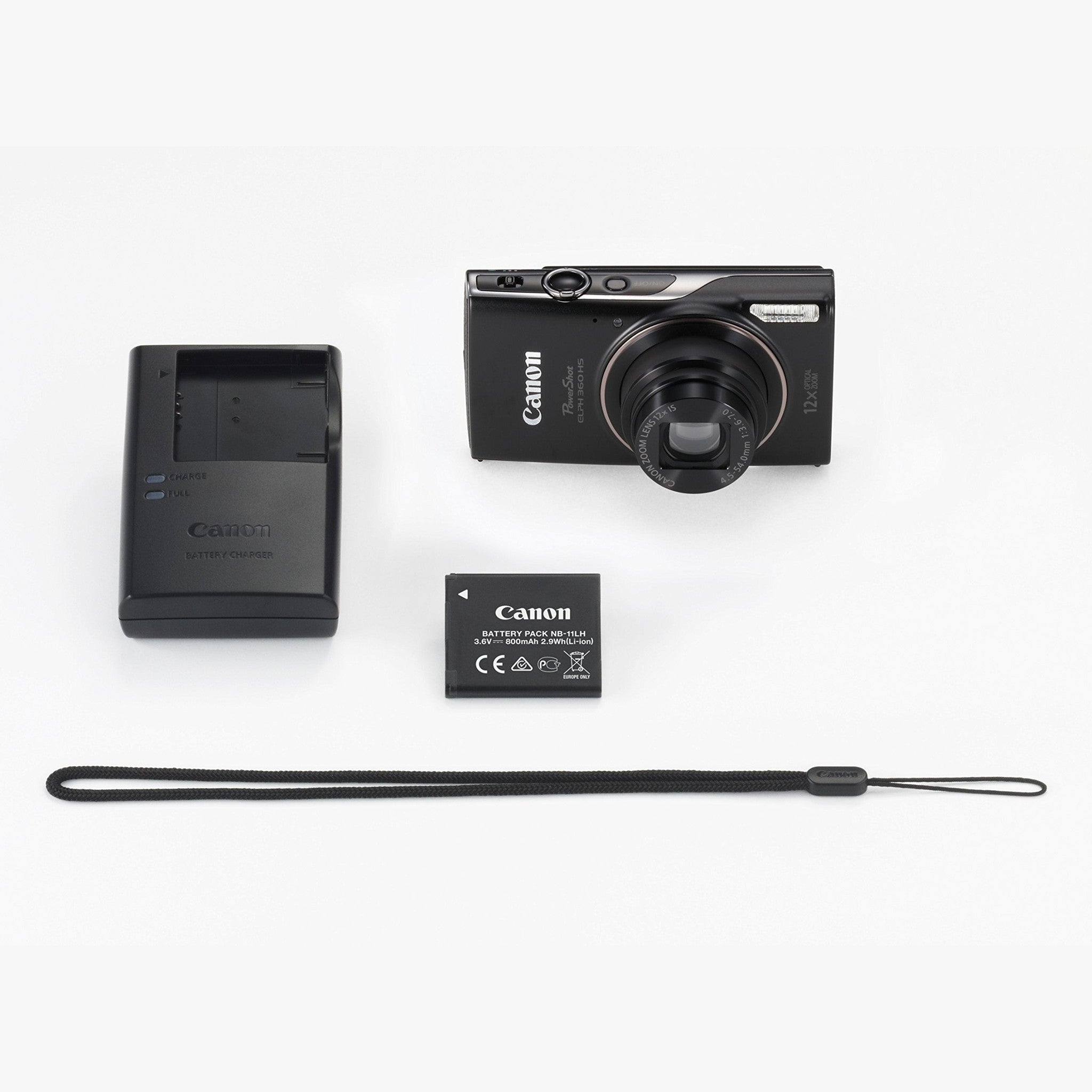 Canon PowerShot ELPH 360 Digital Camera w/ 12x Optical Zoom and Image Stabilization - Wi-Fi & NFC Enabled Black - Reconditioned Canon