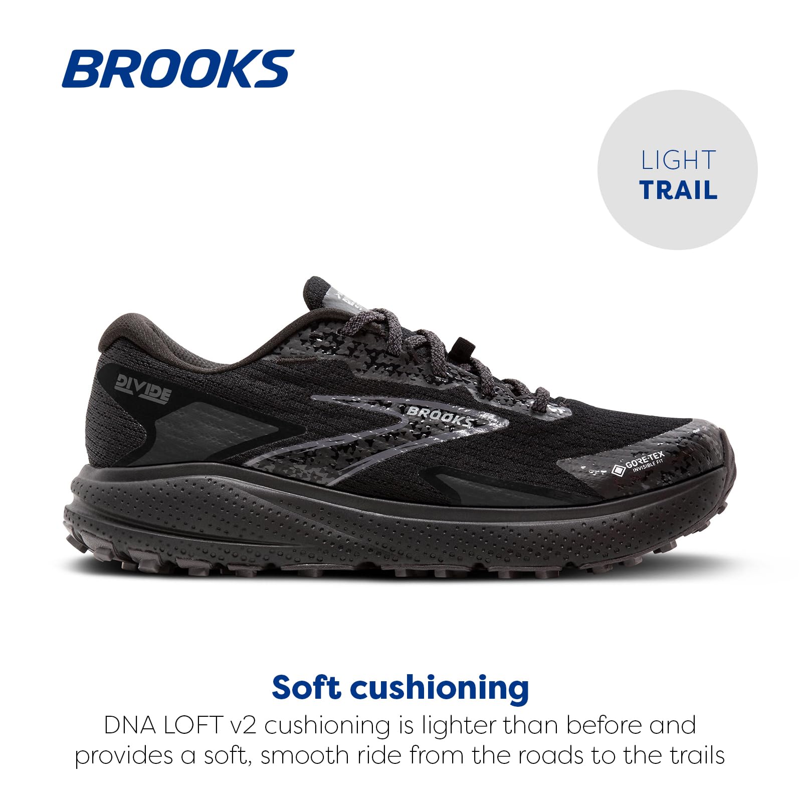 Brooks Women’s Divide 5 GTX Waterproof Trail Running Shoe - Black/Alloy/Primer Grey - 7 Medium