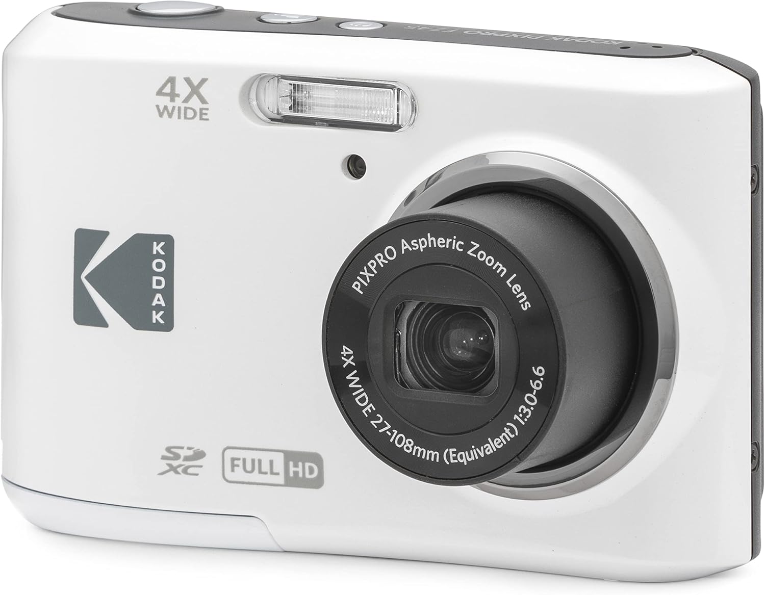 KODAK PIXPRO Friendly Zoom FZ45-WH 16MP Digital Camera with 4X Optical Zoom 27mm Wide Angle and 2.7" LCD Screen White