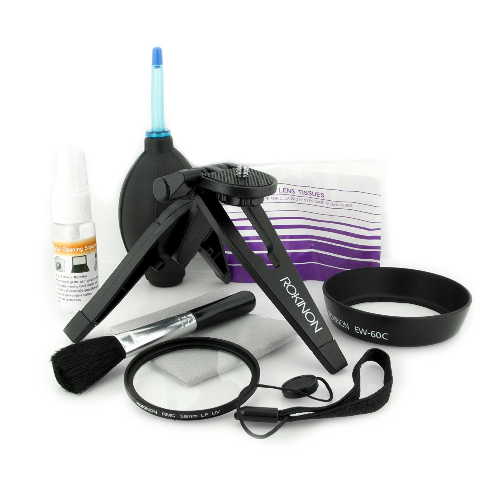 Rokinon EACK-C Essential Accessory Kit for Canon DSLR Cameras and Lenses Rebel SL1 T2i T3 T3i T4i T5 T5i XSi XT EOS 60D 600D 70D 18-55mm Black