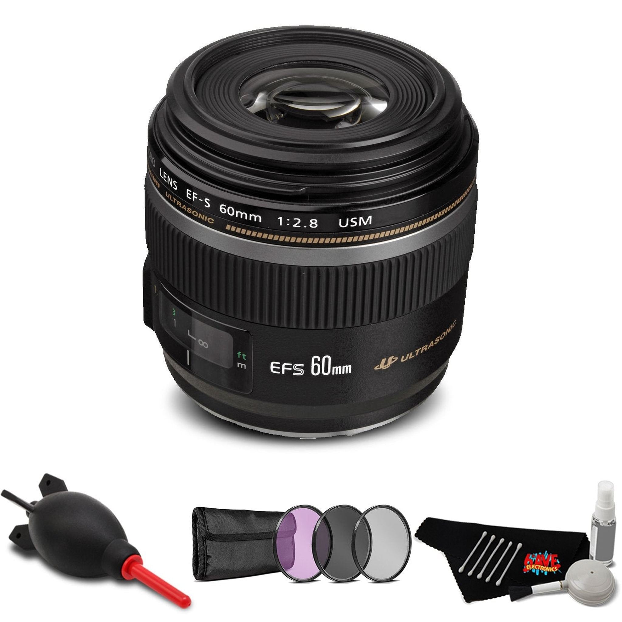 Canon EF-S 60mm f/2.8 Macro USM Lens Accessory Bundle International Model