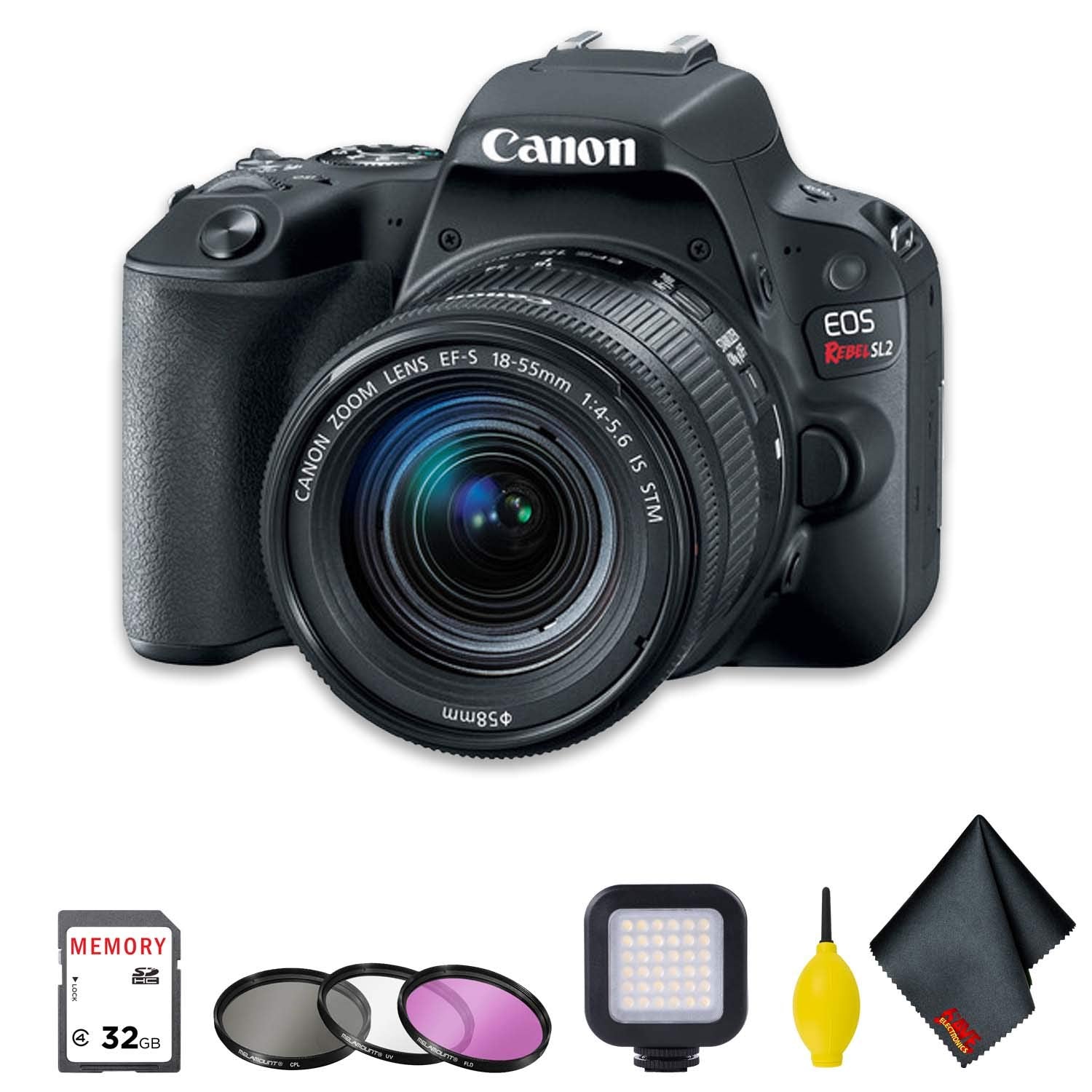 Canon EOS Rebel SL2 DSLR Camera with 18-55mm Lens Basic Accessory Bundle w/Filter Set (Renewed)