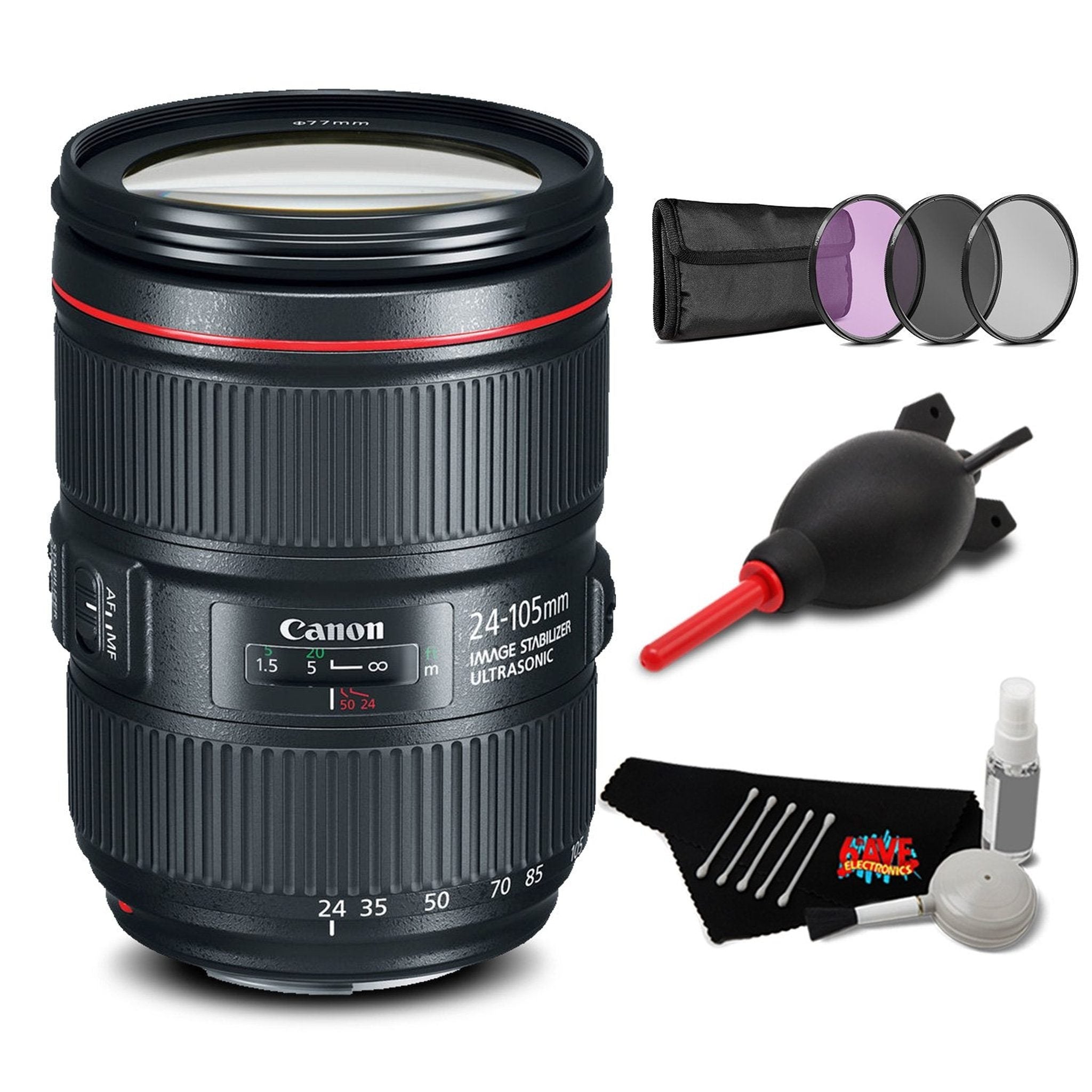 Canon EF 24-105mm f/4L is II USM Lens Accessory Bundle International Model Canon