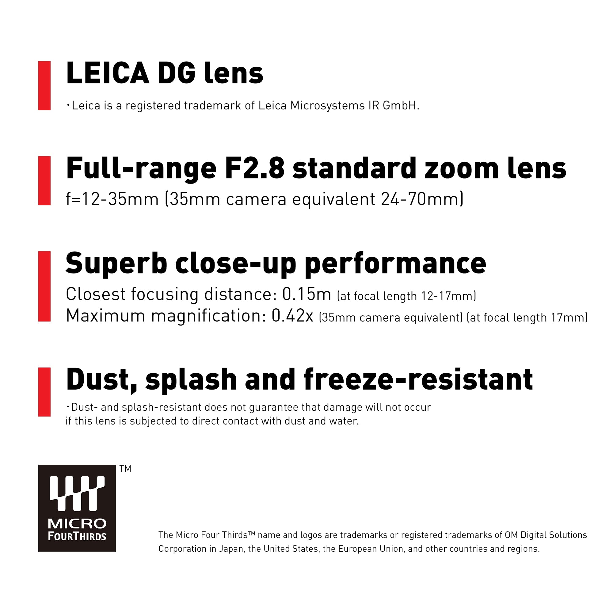 Panasonic LUMIX G Series Camera Lens, 12-35mm F2.8 Leica DG Vario-ELMARIT Interchangeable Lens for Mirrorless Micro Four Thirds Digital Cameras, Power O.I.S. - H-ES12035