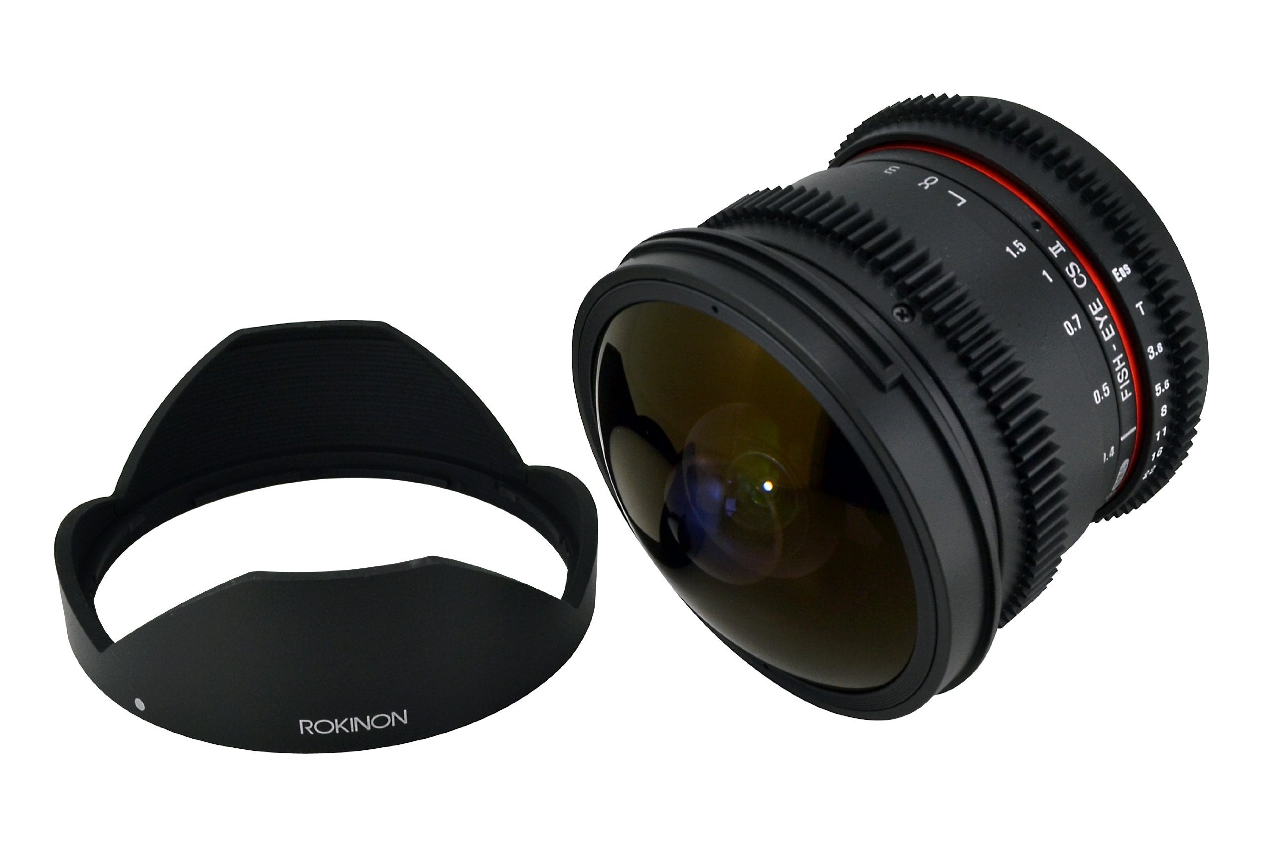 Rokinon RKHD8MV-N HD 8mm t/3.8 Fisheye Lens for Nikon with De-clicked Aperture and Removable HoodWide-Angle Lens