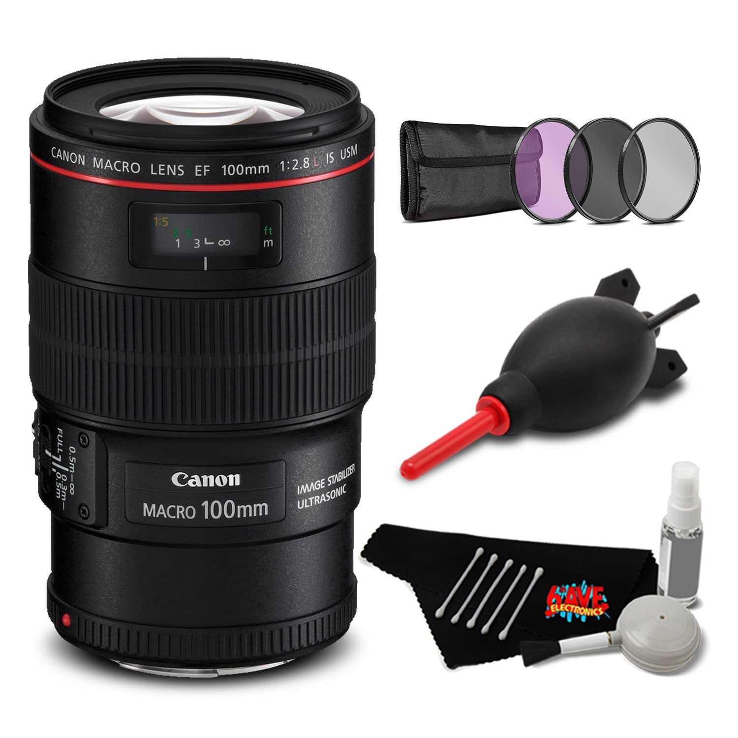 Canon EF 100mm f/2.8L Macro is USM Lens Accessory Bundle International Model