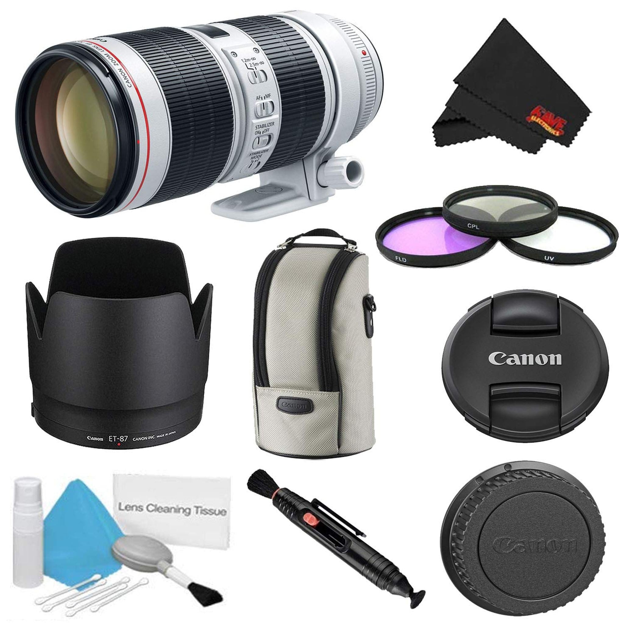 Canon EF 70-200mm f/2.8L is III USM Lens Bundle w/ 3 Piece Filter Kit International Model - Used Canon
