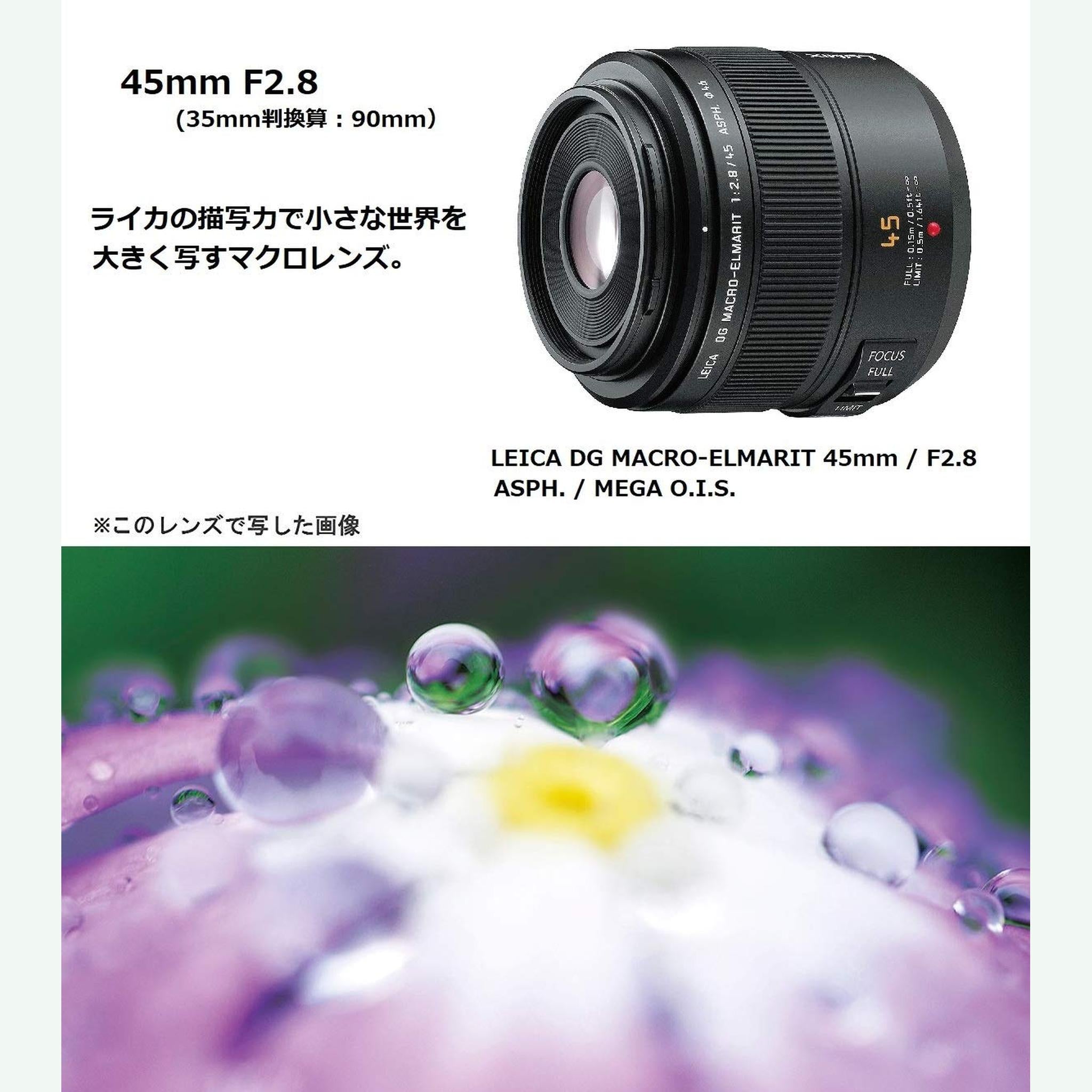 Panasonic H-ES045 Leica DG Macro-ELMARIT 45mm / F2.8 ASPH/MEGA O.I.S. - International Version No Warranty - Used Panasonic