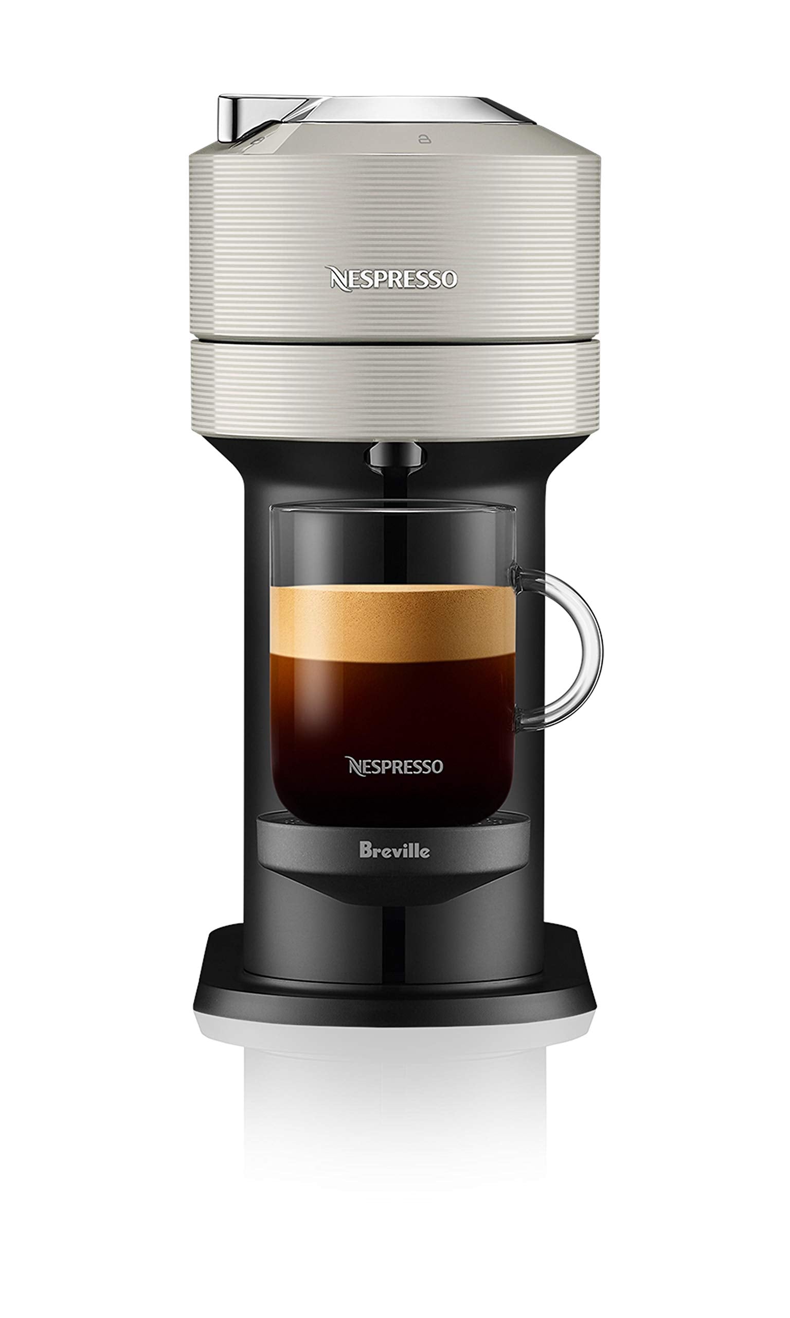 Nespresso Vertuo Next Coffee and Espresso Maker by Breville, with Aeroccino Milk Frother, Light Grey