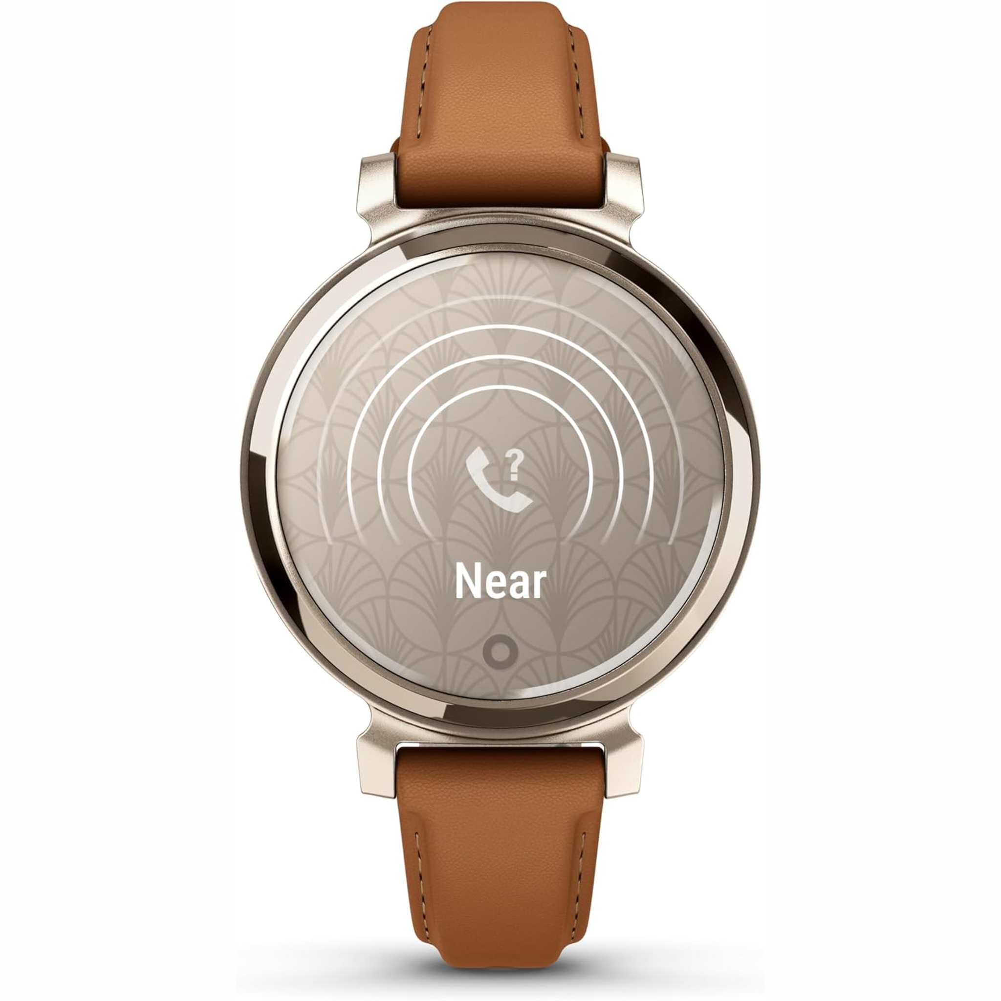 Garmin Lily 2, Small and Stylish Smartwatch, Hidden Display, Patterned Lens, Up to 5 Days Battery Life, Tan