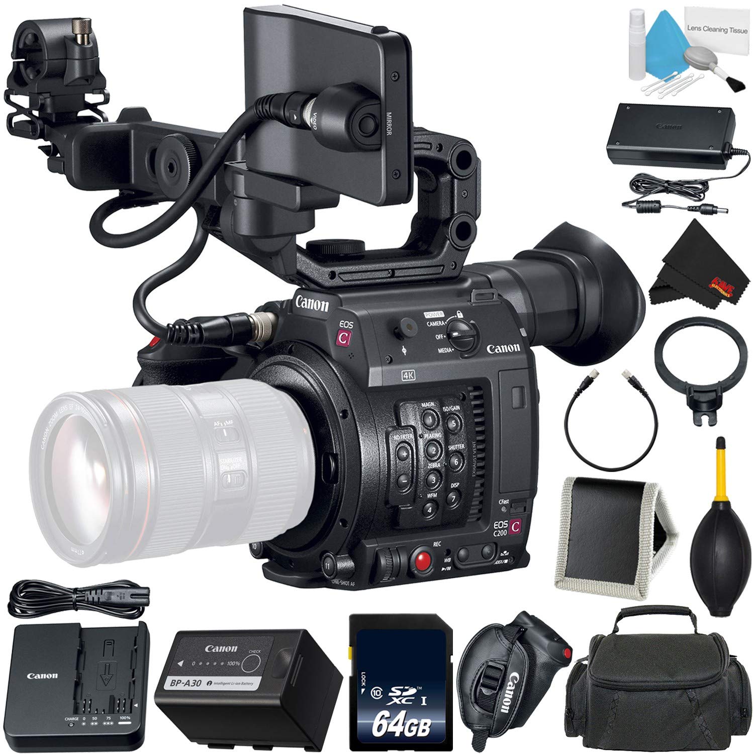 Canon EOS C200 Cinema Camera -EF-Mount International Model 2215C002 Bundle