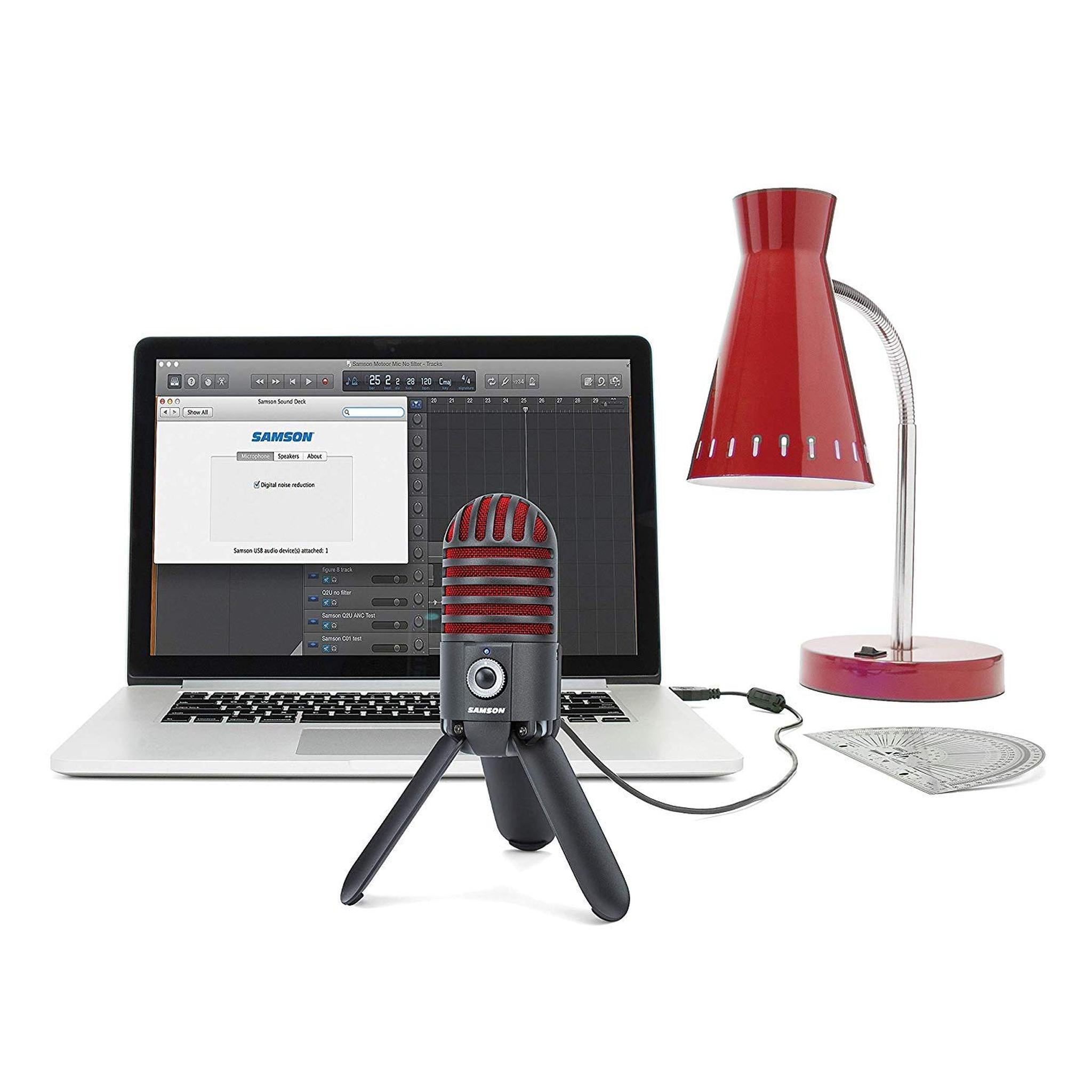 Samson Meteor Mic USB Studio Microphone, Titanium Black/Red - Limited Edition Samson