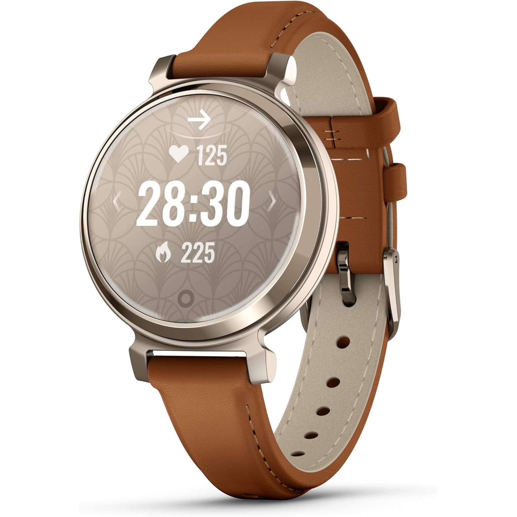 Garmin Lily 2, Small and Stylish Smartwatch, Hidden Display, Patterned Lens, Up to 5 Days Battery Life, Tan