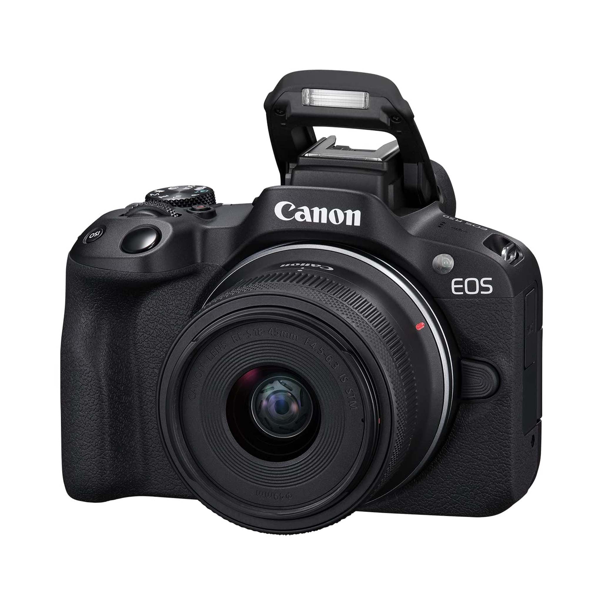 Canon EOS R50 Mirrorless Vlogging Camera Black w/RF-S18-45mm F4.5-6.3 is STM & RF-S55-210mm F5-7.1 is STM Lenses, 24.2 MP, 4K Video, Subject Detection & Tracking, Compact, Smartphone Connection