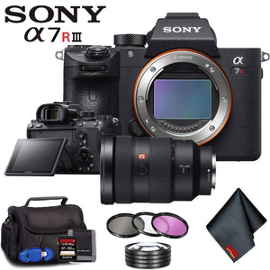 Sony Alpha a7R III Mirrorless Digital Camera Body Only + 24-70mm Lens + Filter Kit + Memory Card Kit + Carrying Case Advanced Bundle Sony