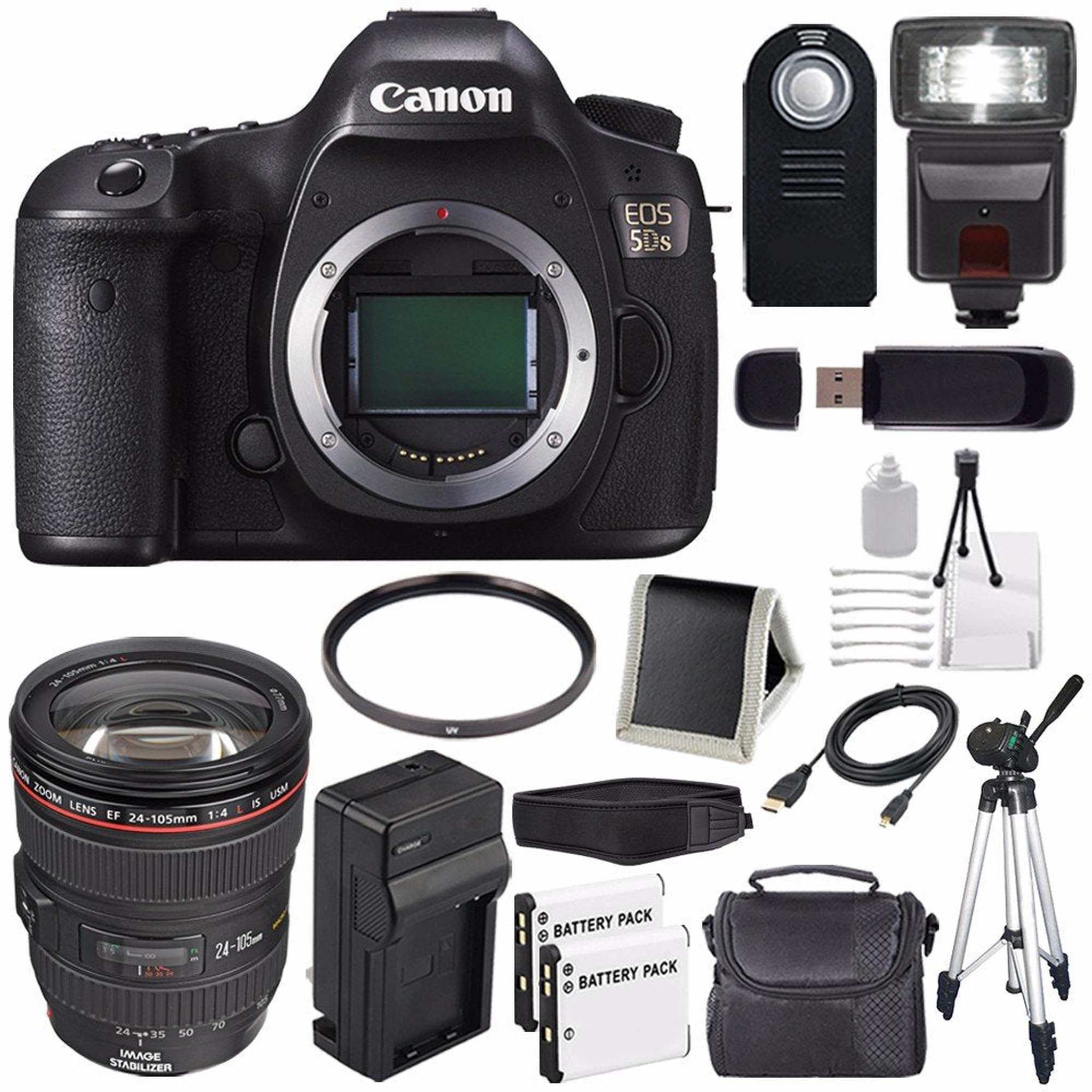 Canon EOS 5DS DSLR Camera International Model 0581C002 + Canon EF 24-105mm f/4L is USM Lens + LP-E6 Battery Bundle - Used Canon